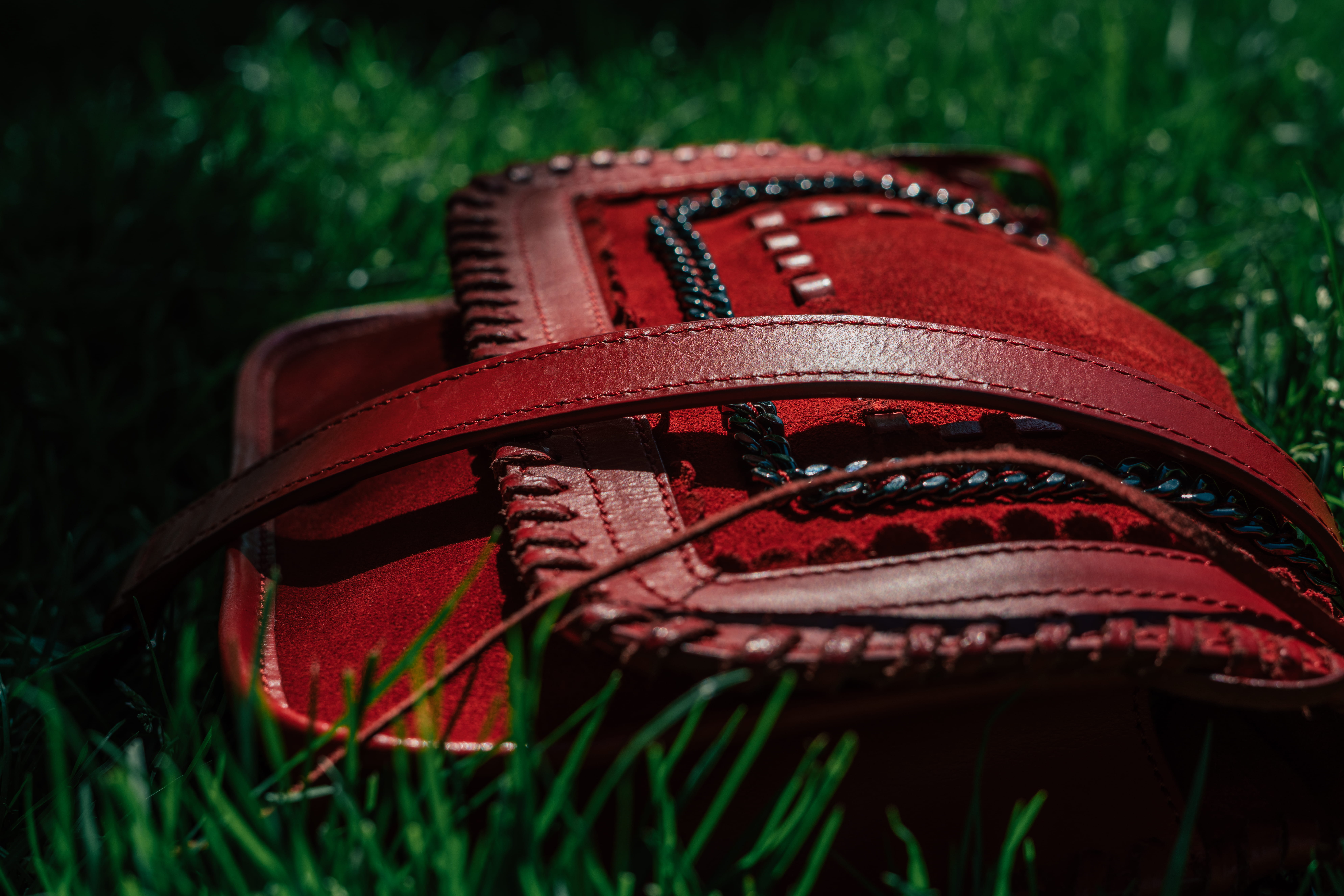 color, plant, sport, personal accessory, red, field, black, pattern, close-up, selective focus, land, outdoors, purse, metallic, still life, textile, park, HD Wallpaper
