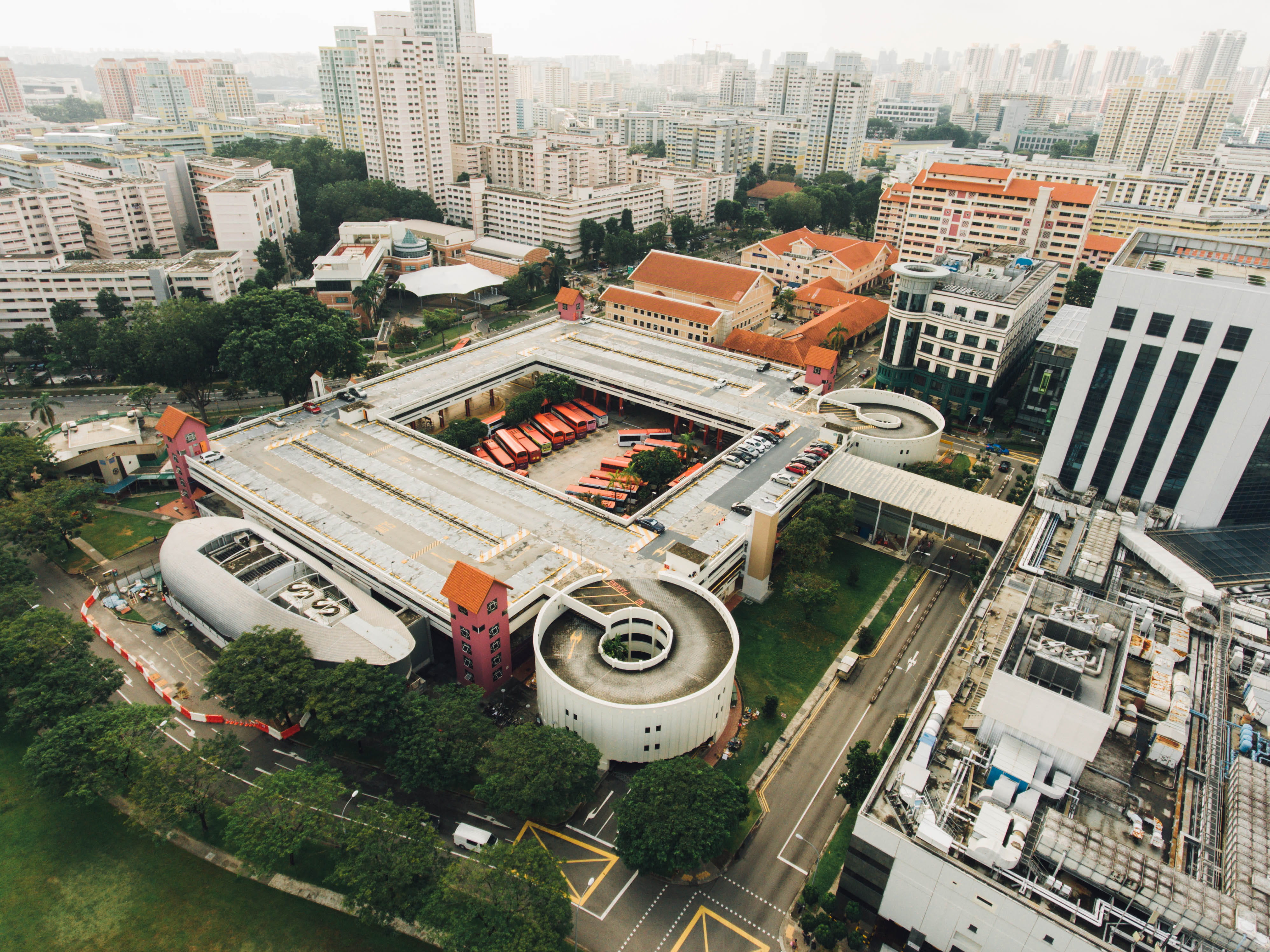 city, outdoors, transportation, land vehicle, 4K, bishan, day, singapore, architecture, travel, cityscape, high angle view, public transportation, building, HD Wallpaper