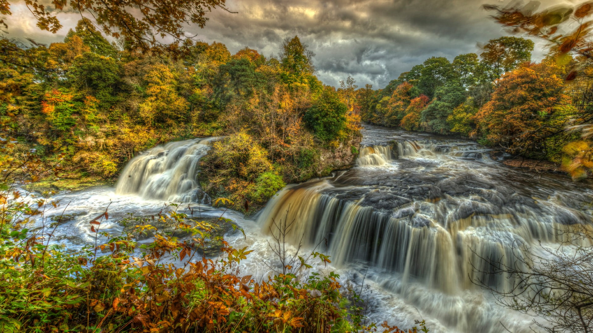 blurred motion, plant, tree, flowing water, landscape photography, scotland, united kingdom, autumn, leaves, outdoors, motion, scenics - nature, environment, HD Wallpaper