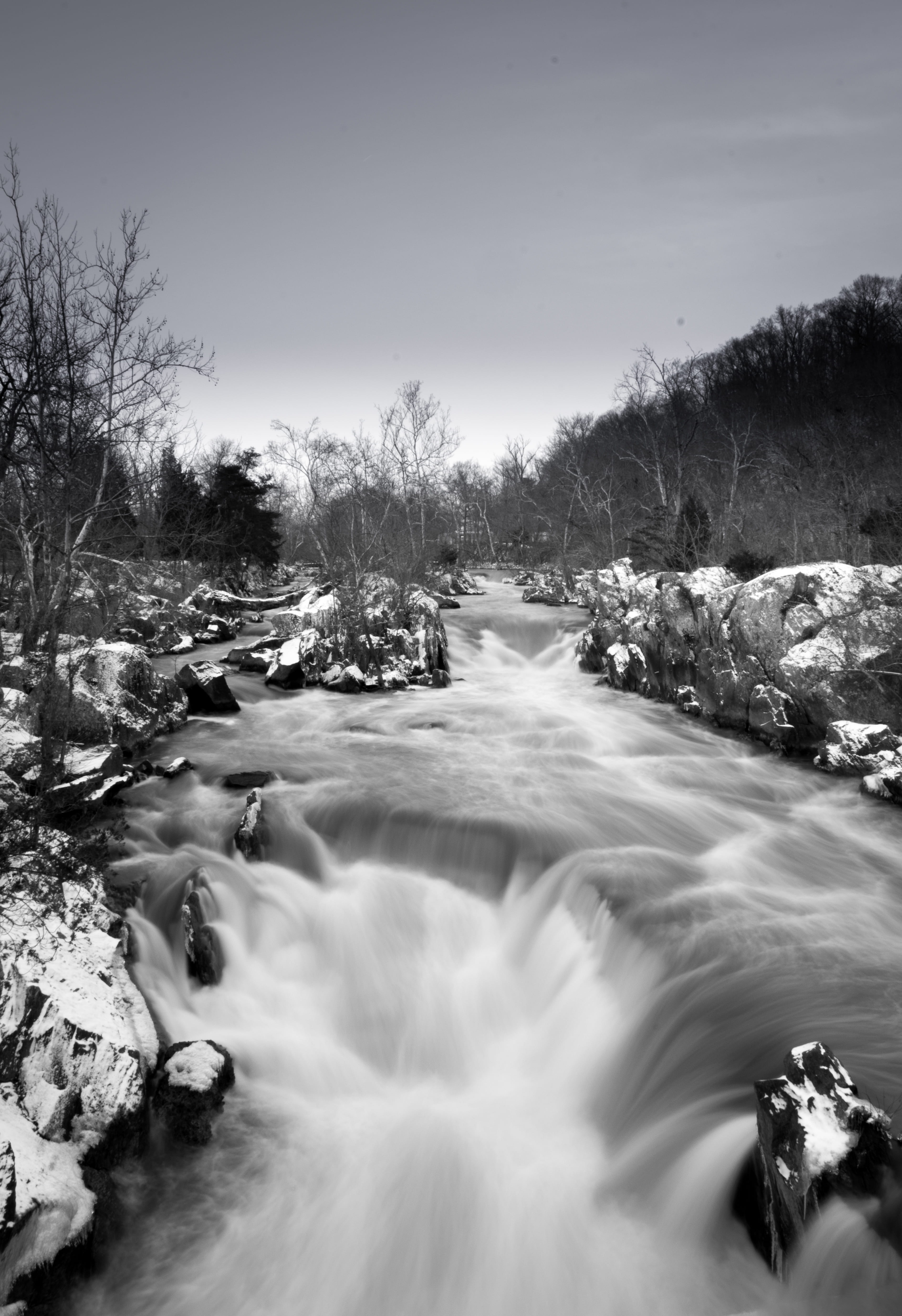5K, flowing, river, beauty in nature, land, tranquility, long exposure, sky, scenics - nature, blurred motion, water, surface level, rock, outdoors, plant, Phone HD Wallpaper