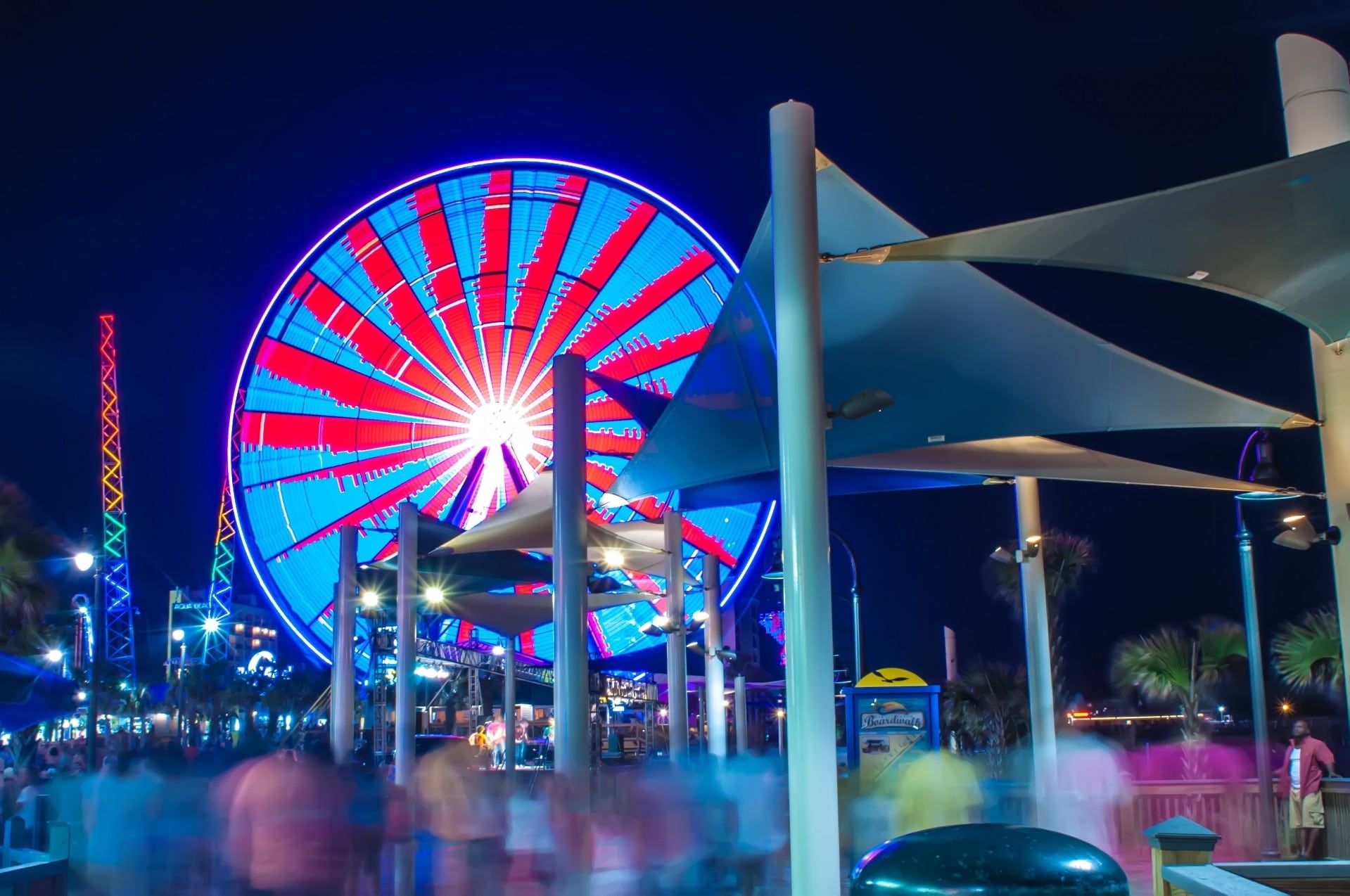 lighting equipment, inside, 720P, hdr, sky, nature, amusement park ride, people, beach, morning, excitement, long exposure, ferris wheel, enjoyment, evening, HD Wallpaper