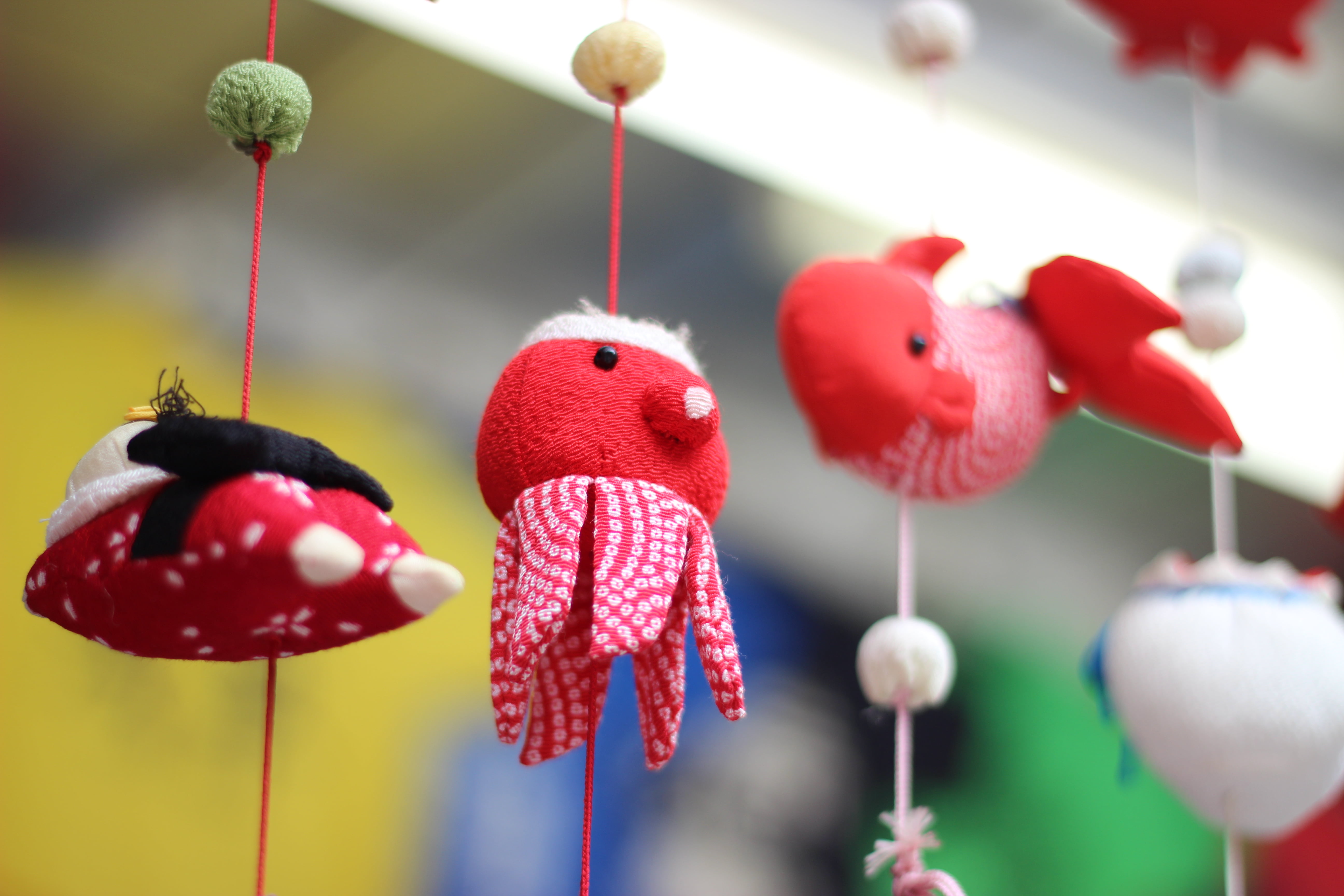 red, Japanese, hanging, crape, red octopus, 5K, Traditional, works, decoration, 浅草, octopus, HD Wallpaper