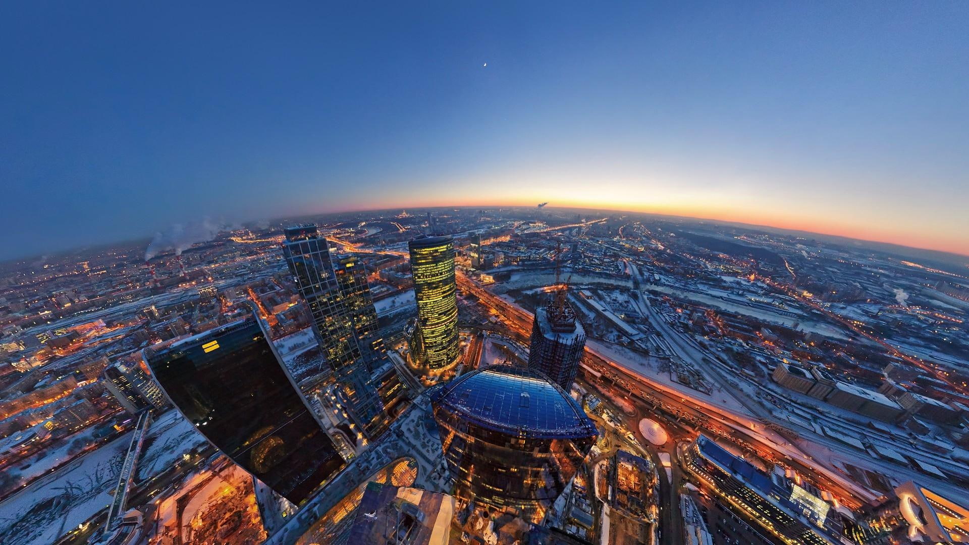 moscow, city, great, night, photo, nature and landscapes, skyscrapers, aerial, 1080P, lights, view, HD Wallpaper