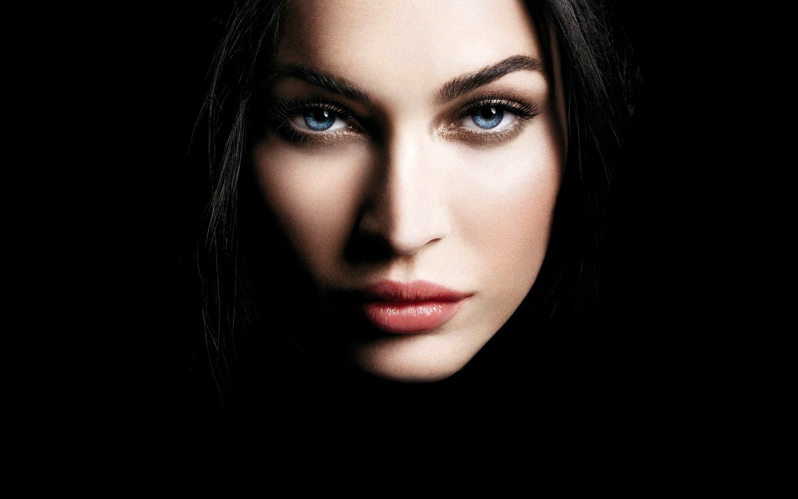 perfection, sensuality, fashion, long Hair, caucasian Ethnicity, black Background, megan fox, human Skin, lipstick, femininity, one Woman Only, brown Hair, HD Wallpaper