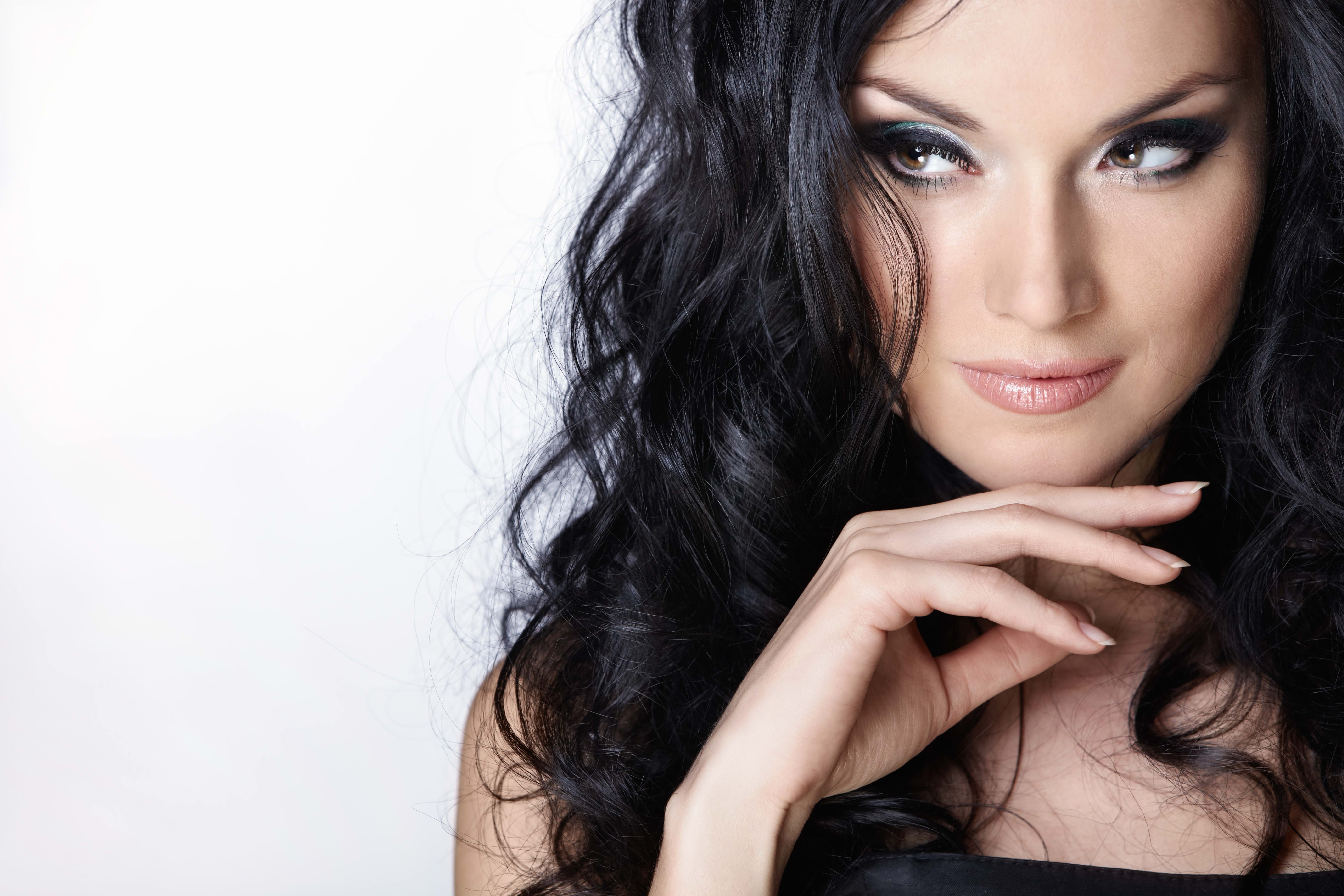 color Image, beauty, headshot, hand, one Person, posing, black Hair, elegance, human Skin, long Hair, glamour, looking At Camera, sensuality, brown Eyes, HD Wallpaper