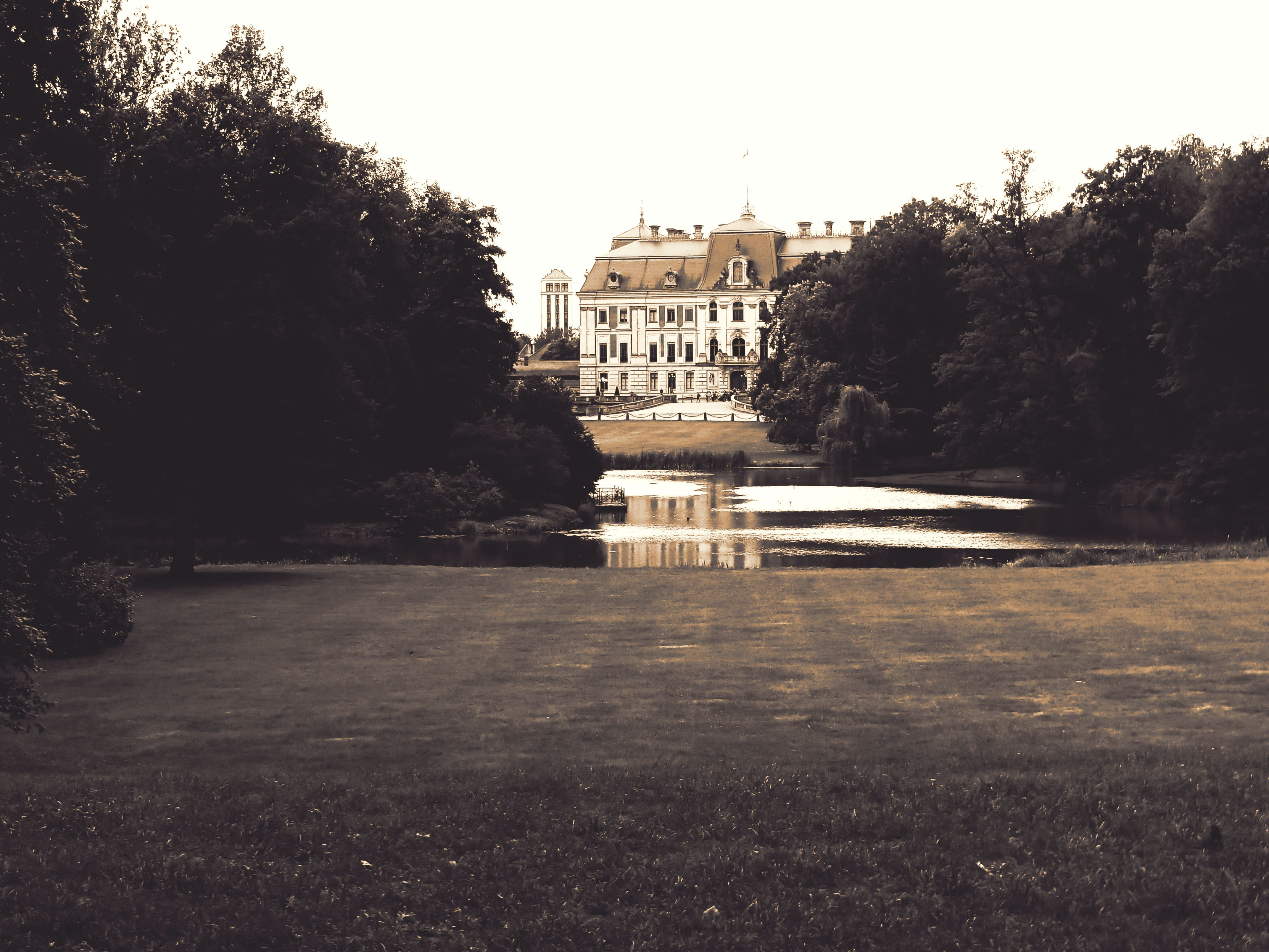 clear sky, the past, sepia, tourism, pszczyna, travel, architecture, plant, castle, history, city, travel destinations, built structure, nature, 4K, no people, HD Wallpaper