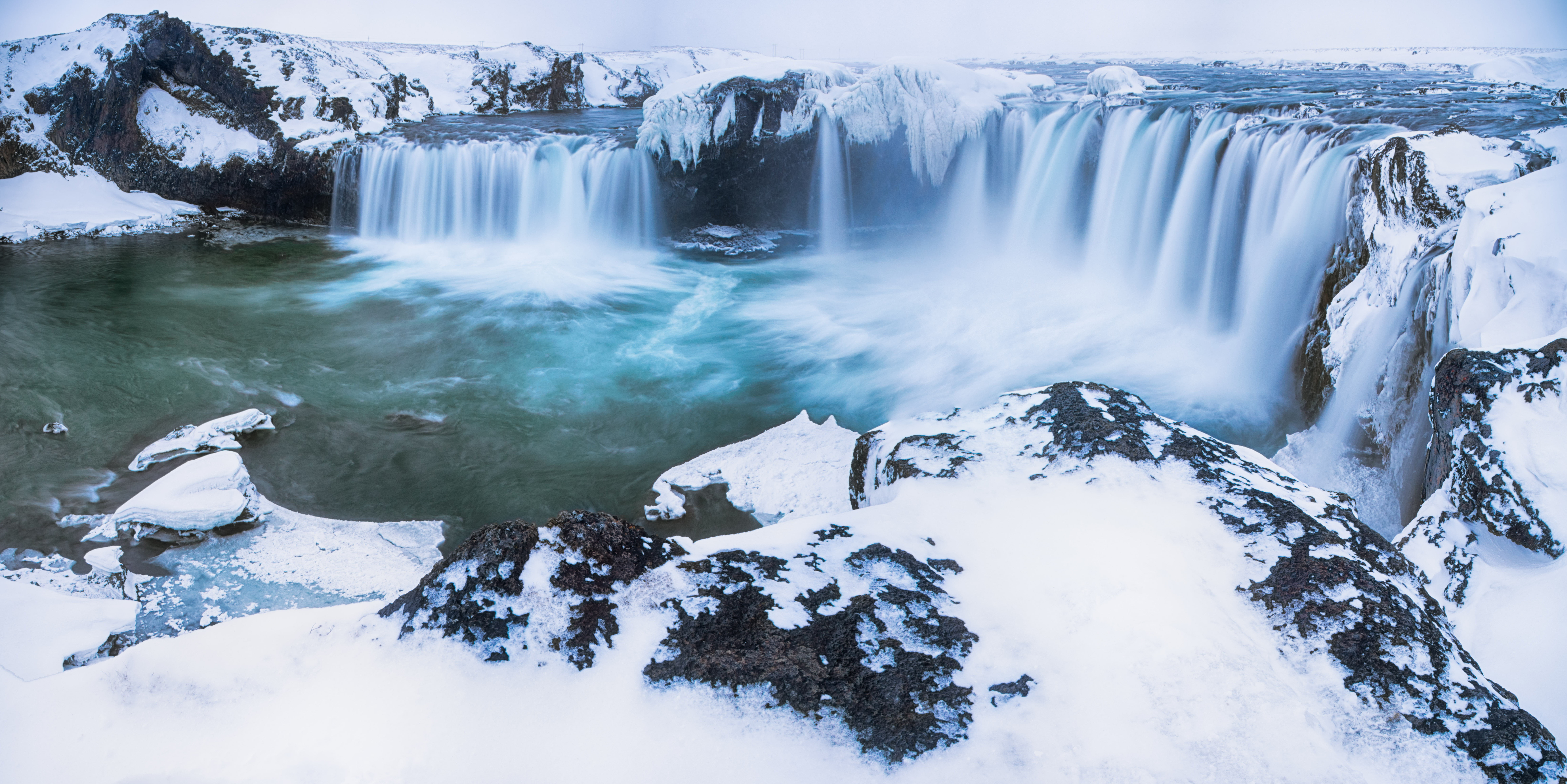 iceland, Godafoss, nature, winter, river, scenics, waterfall, waterfalls, landscape, water, 8K, HD Wallpaper