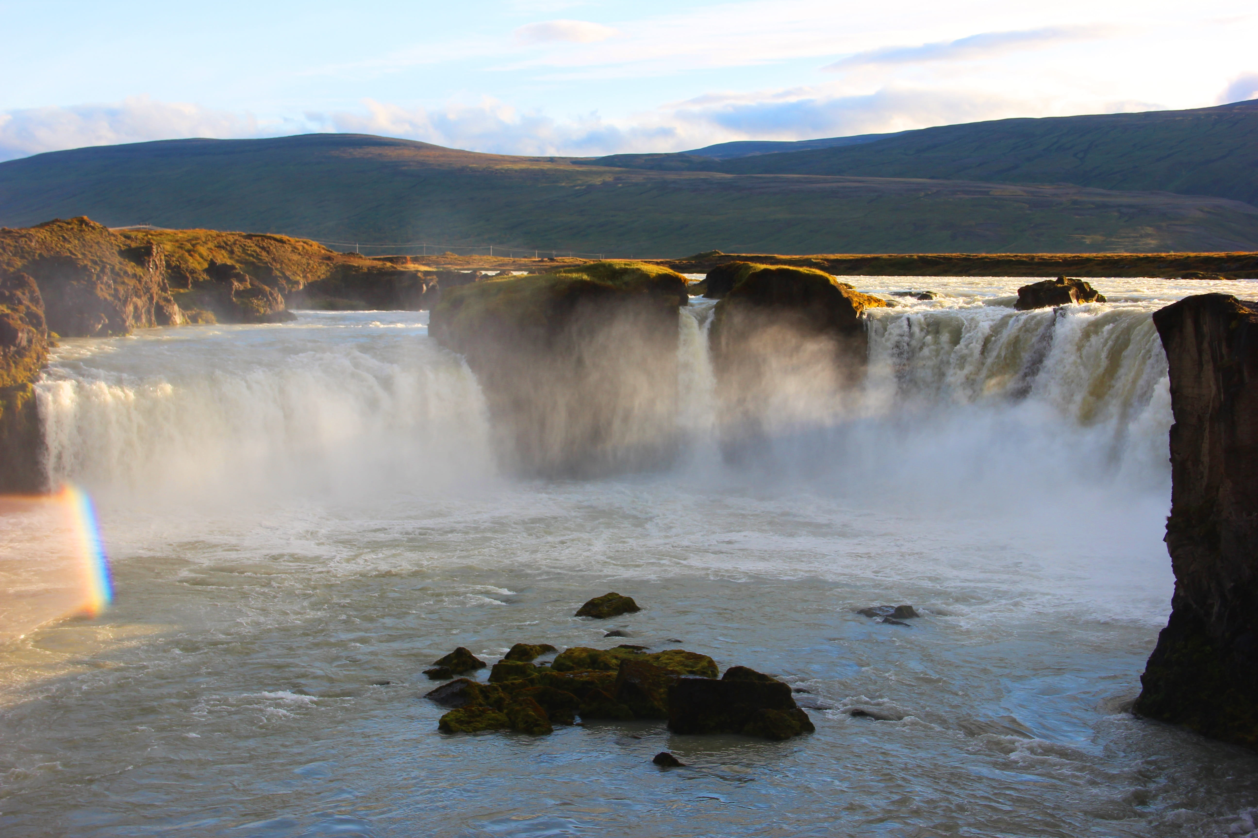 Godafoss, Waterfall, environment, rock - object, flowing water, beauty in nature, 5K, scenics - nature, motion, day, outdoors, cloud - sky, power in nature, HD Wallpaper