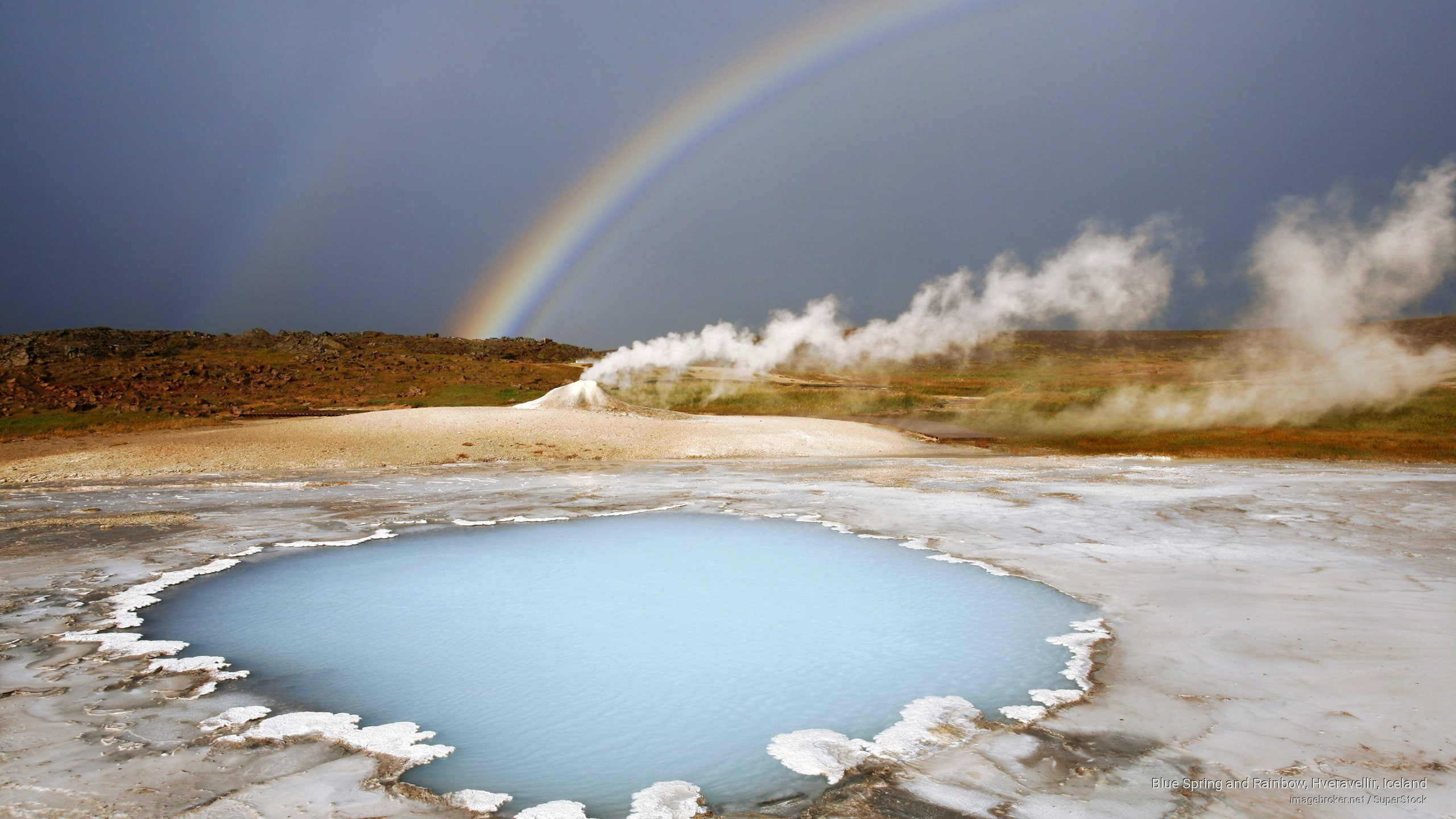 spring, Nature, 2K, blue, iceland, rainbow, hveravellir, HD Wallpaper