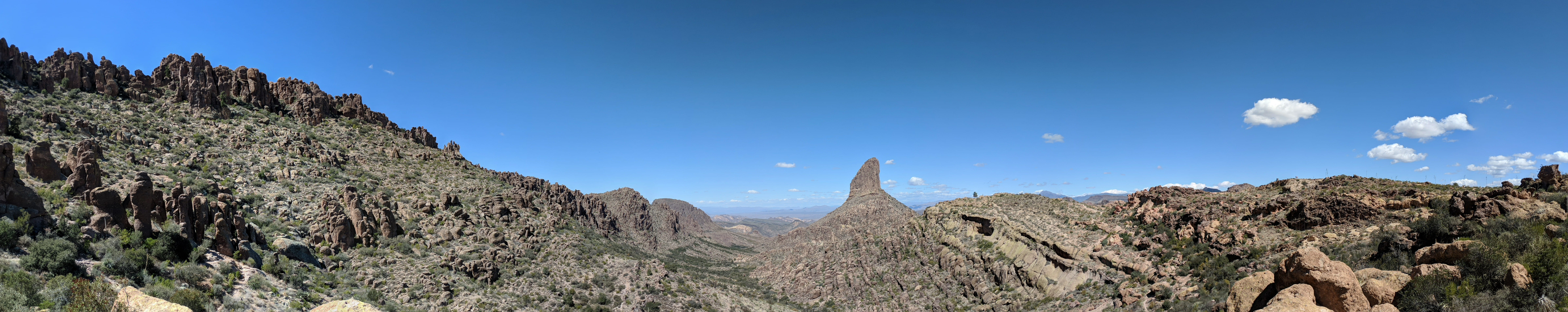 cactus, landscape, arizona, outdoors, panorama, tranquil scene, beauty in nature, panoramic, nature, travel destinations, hiking, weavers needle, cloud - sky, HD Wallpaper