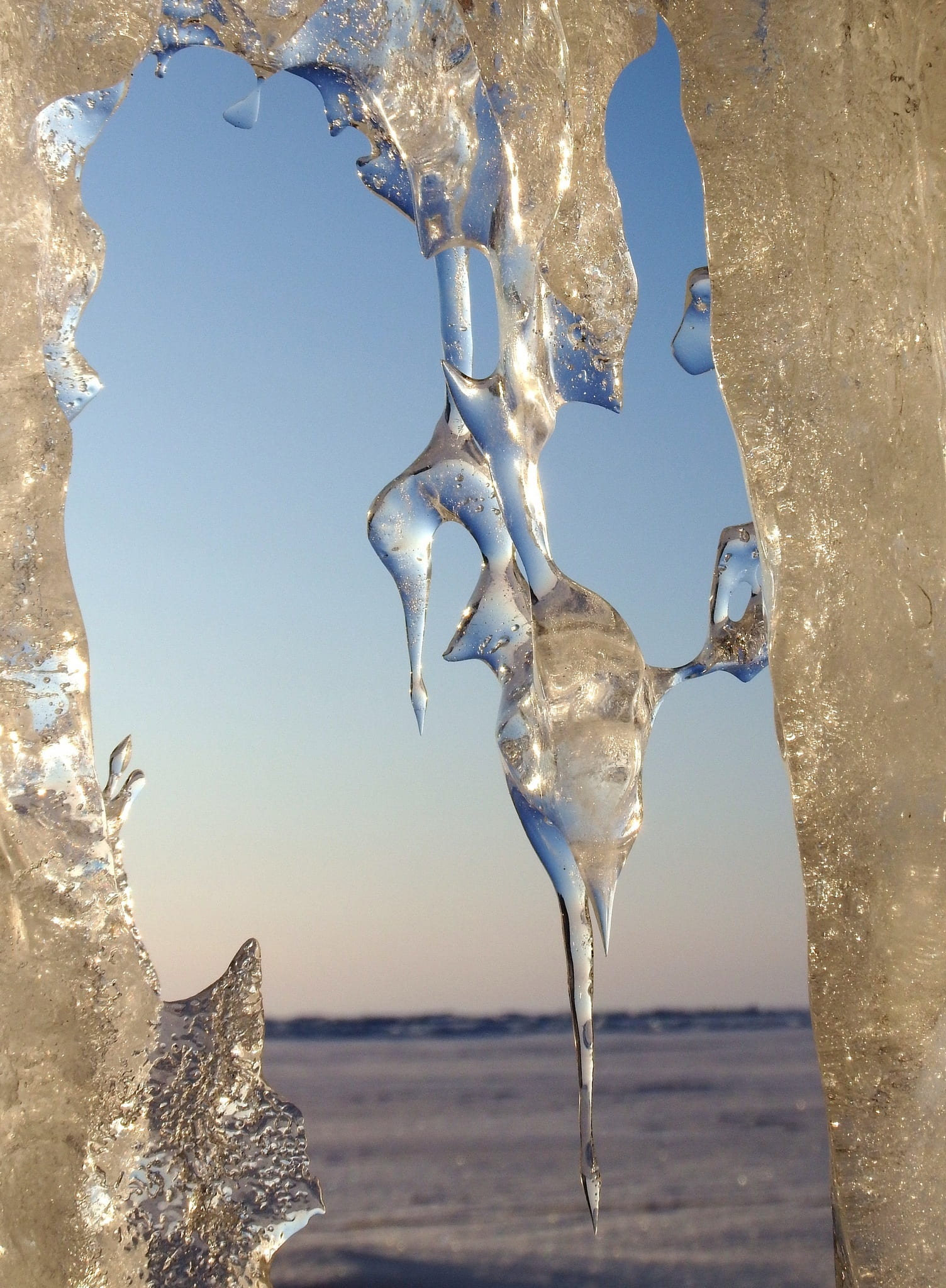 sunrise, baikal, baikal lake, seaweed, frozen, lake, ice, sky, rocks, sunshine, morning, scenics - nature, icicles, cold temperature, sun, tranquility, Phone HD Wallpaper