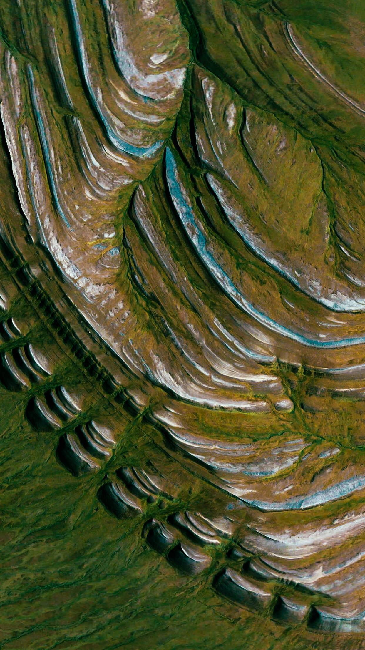 plant, 1080P, metal, aerial view, layered, water, day, scenics - nature, high angle view, green color, outdoors, no people, field, nature, land, vertical, Phone HD Wallpaper