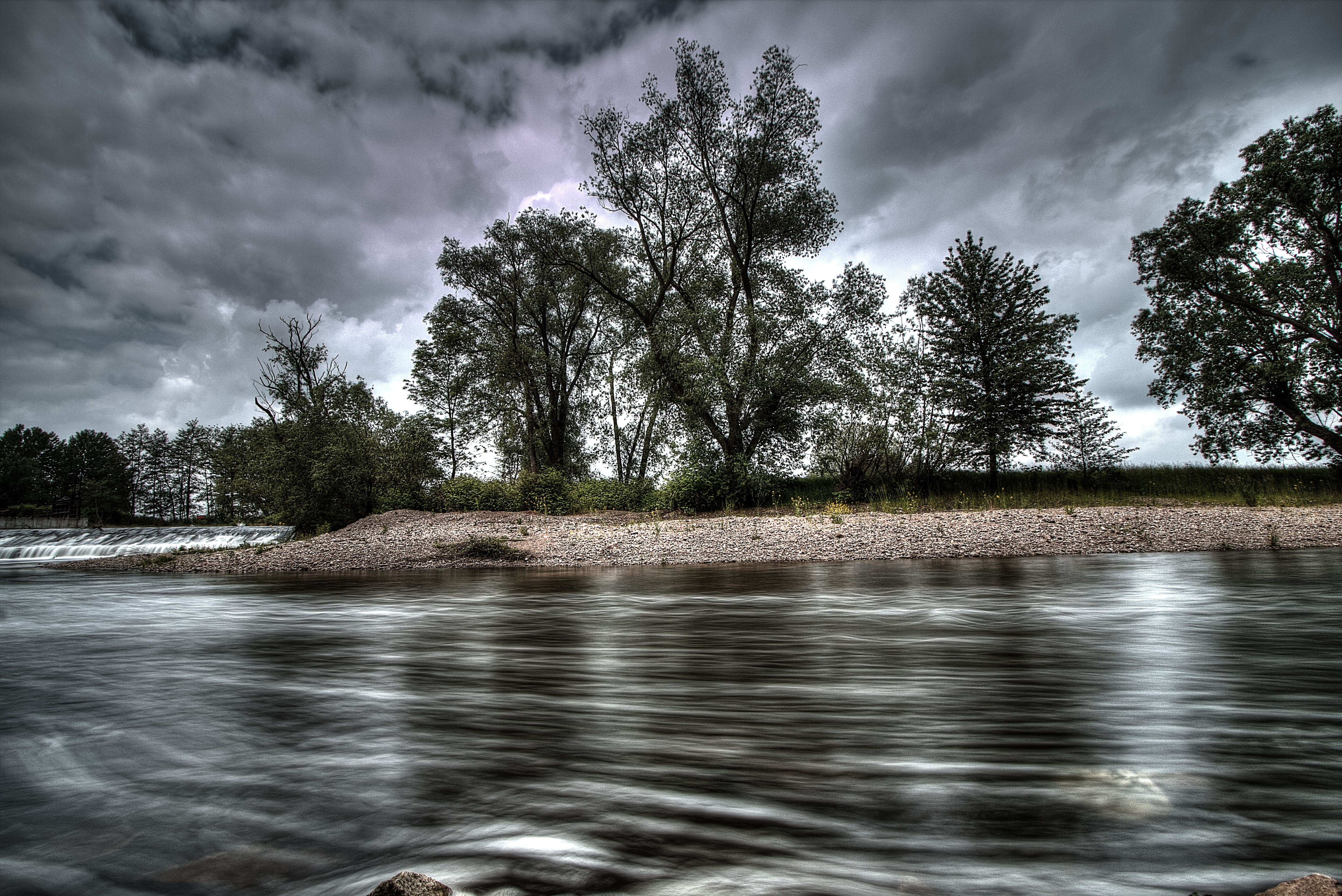 nature, water, wet, tranquility, plant, day, tree, landscape, 5K, storm, growth, no people, cloud - sky, fluent, beauty in nature, hdr, coniferous tree, HD Wallpaper