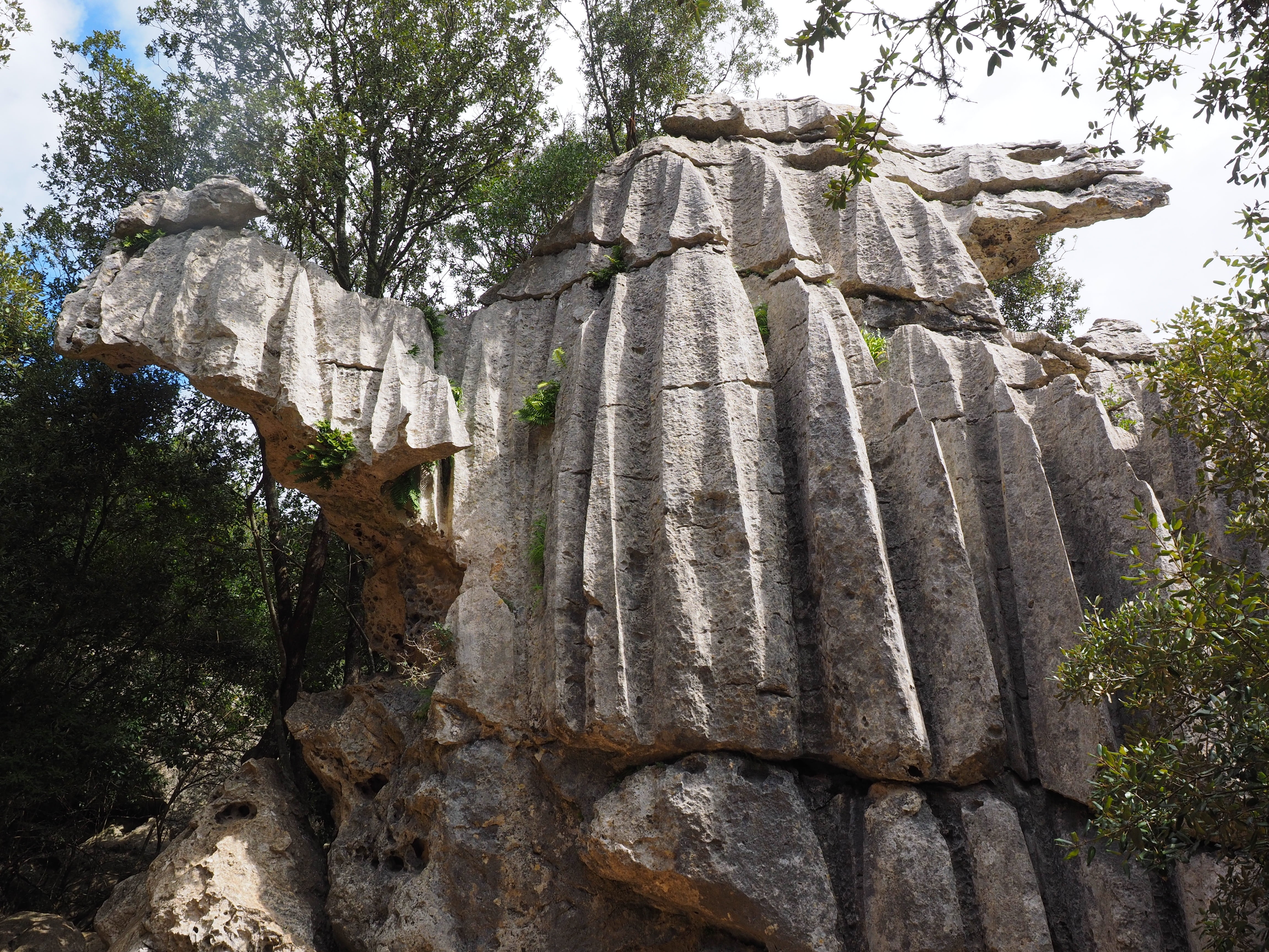 travel destinations, 4K, plant, built structure, religion, architecture, tree, figure, moleta de binifaldó, limestone rock formation, day, low angle view, HD Wallpaper