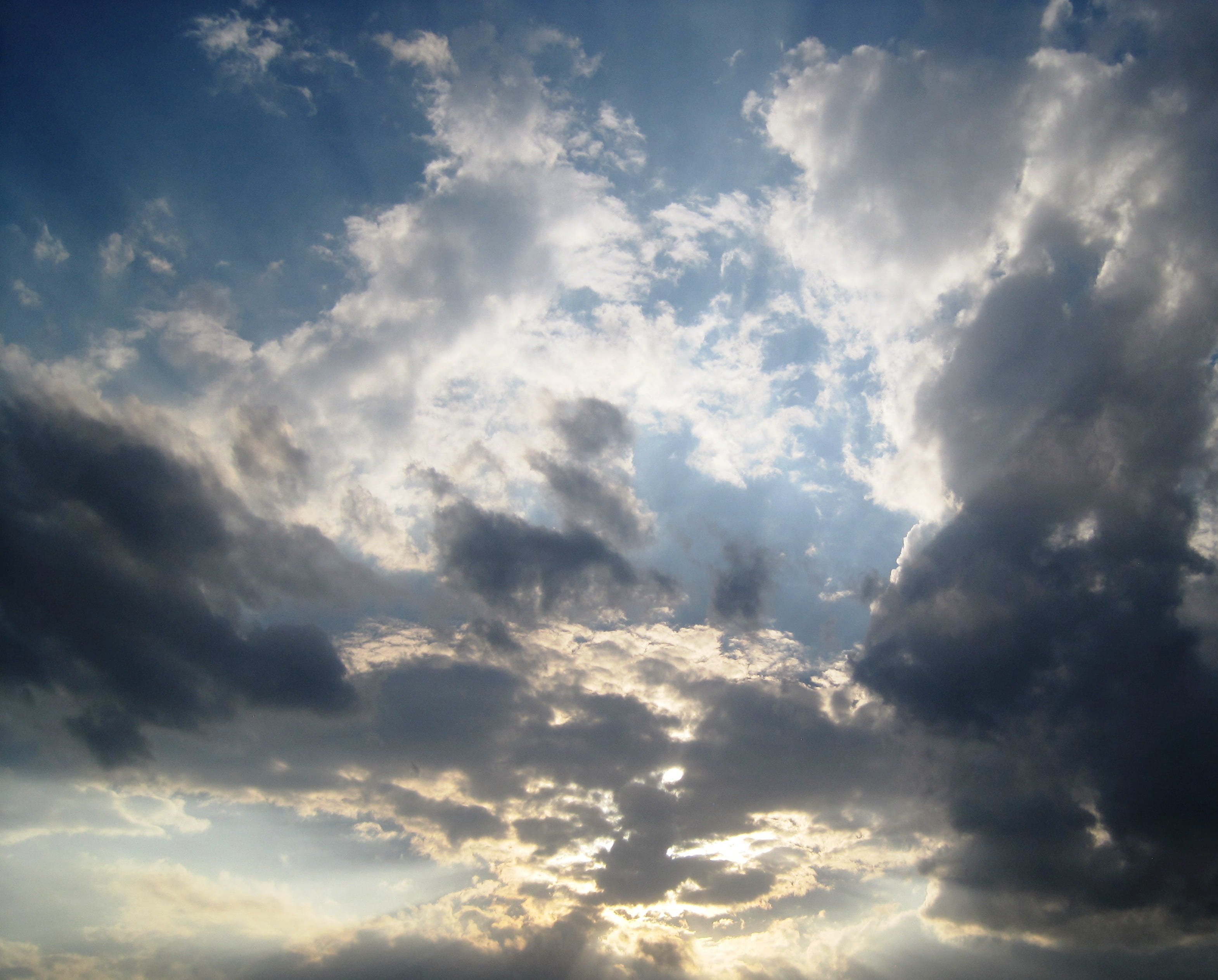 moody sky, clouds, cloudscape, meteorology, backgrounds, dramatic sky, luminous, sun, abstract backgrounds, beauty in nature, sunbeam, blue, sky, scenics - nature, HD Wallpaper