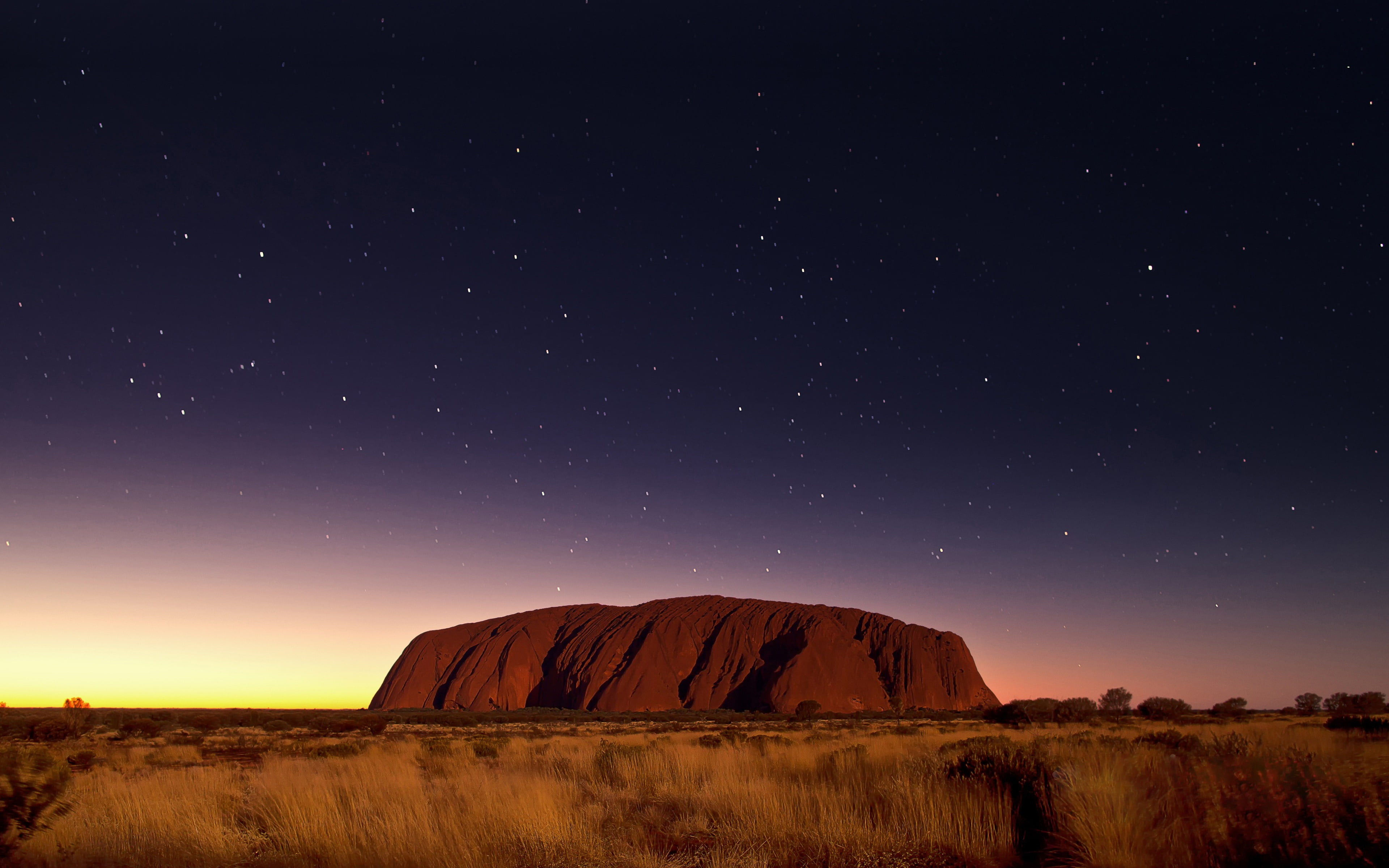 scenics - nature, astronomy, space, sky, ounu, tranquil scene, night, hd, rock formation, no people, 4K, land, ayers, landscape, mountain, nature, k, environment, HD Wallpaper