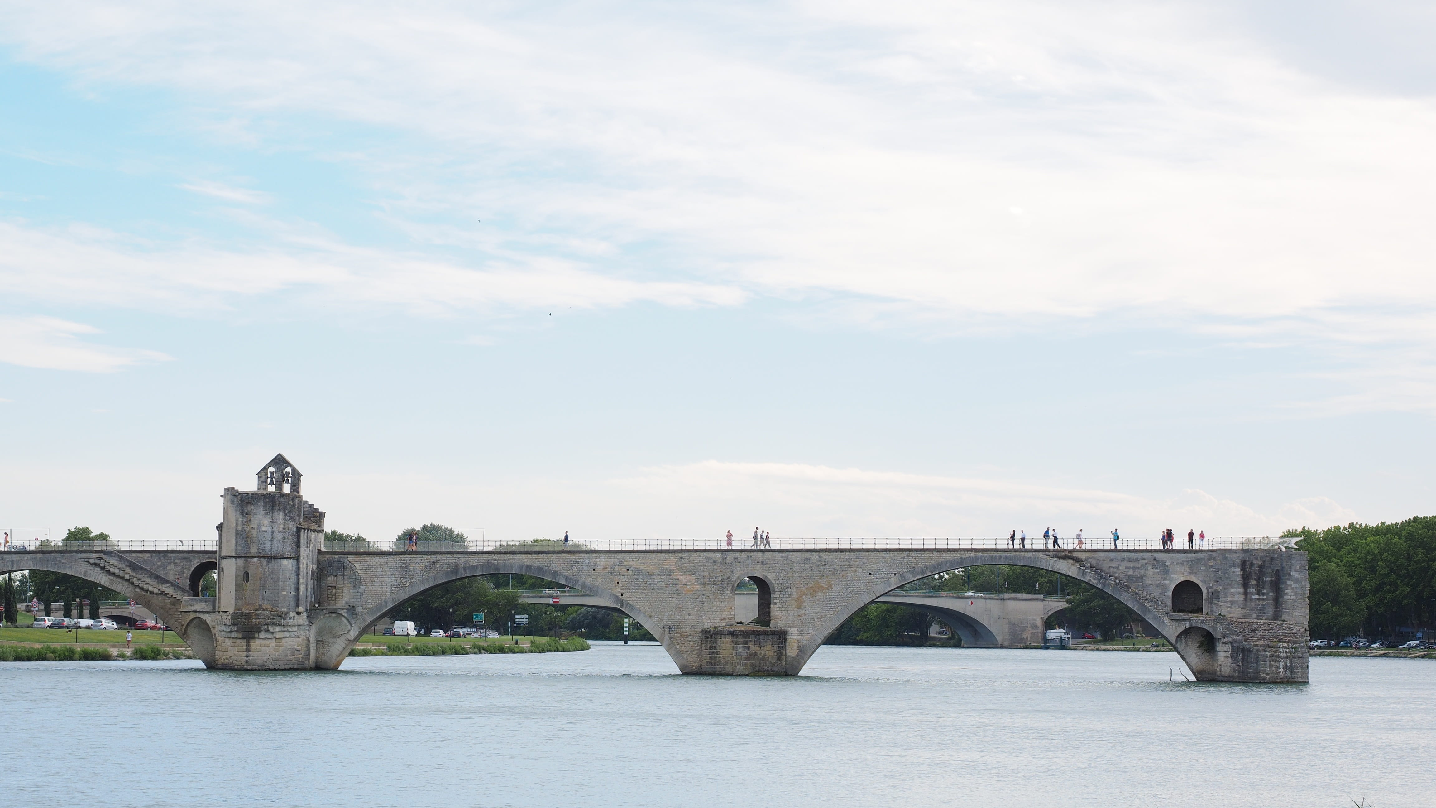 waters, invaded, rhône, bending over ruins, sky, bridge of avignon, architecture, transportation, avignon, pont davignon, destroyed, ruin, historic preservation, HD Wallpaper