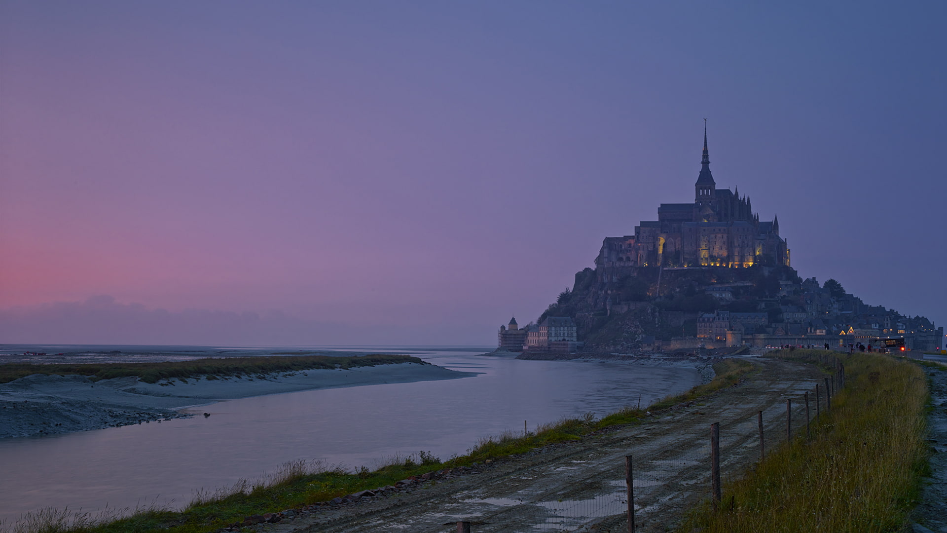 path, 1080P, castle, shore, michel, france, trail, le mont, saint, HD Wallpaper