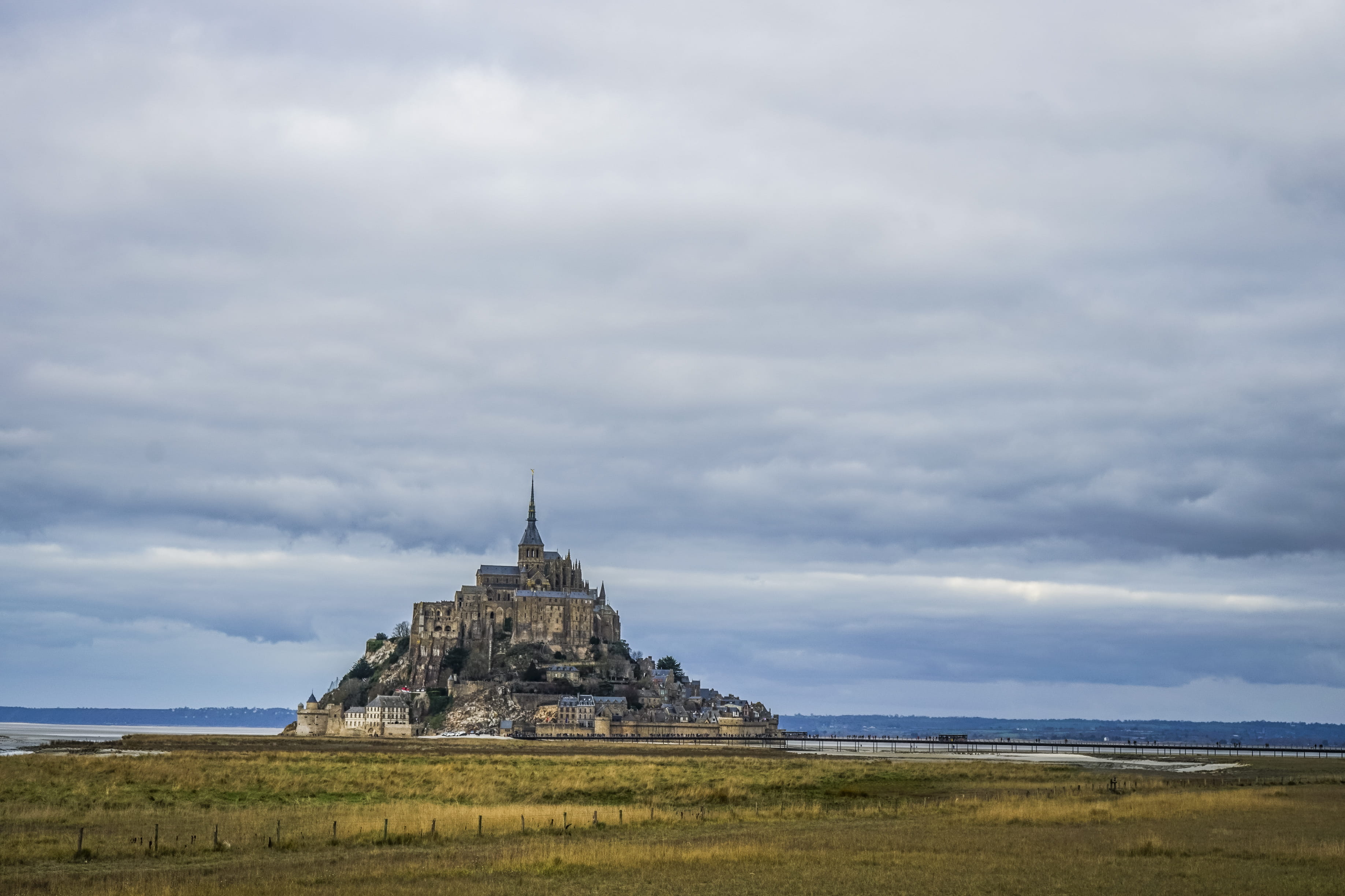 sea, france, archaeology, the past, building exterior, castle, outdoors, travel, spirituality, nature, weather, spire, no people, ancient, building, cloud - sky, HD Wallpaper
