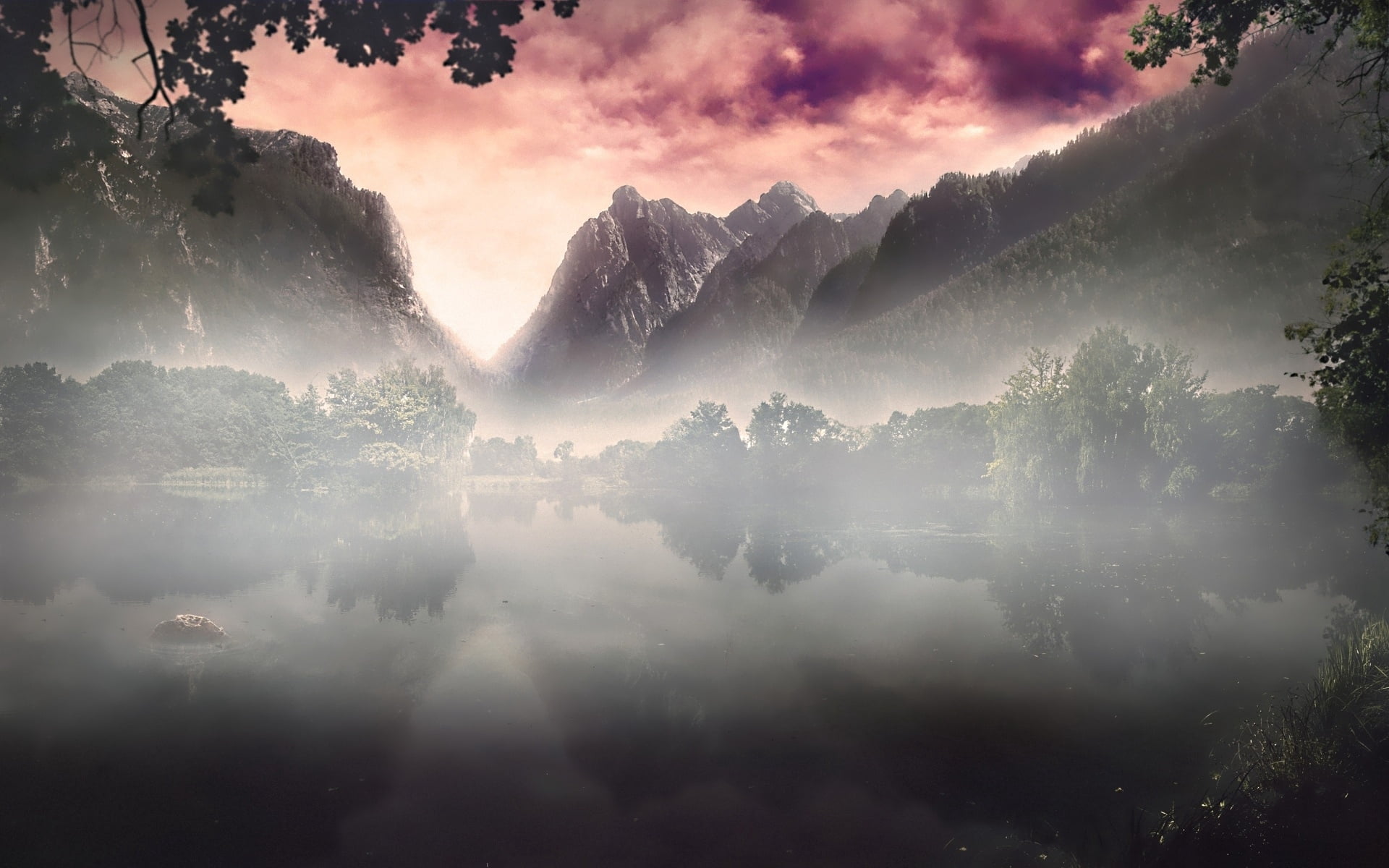 scenics, backgrounds, season, beauty In Nature, mountain Peak, water, cloudscape, non-Urban Scene, 1080P, mountains, mountain Range, light - Natural Phenomenon, HD Wallpaper