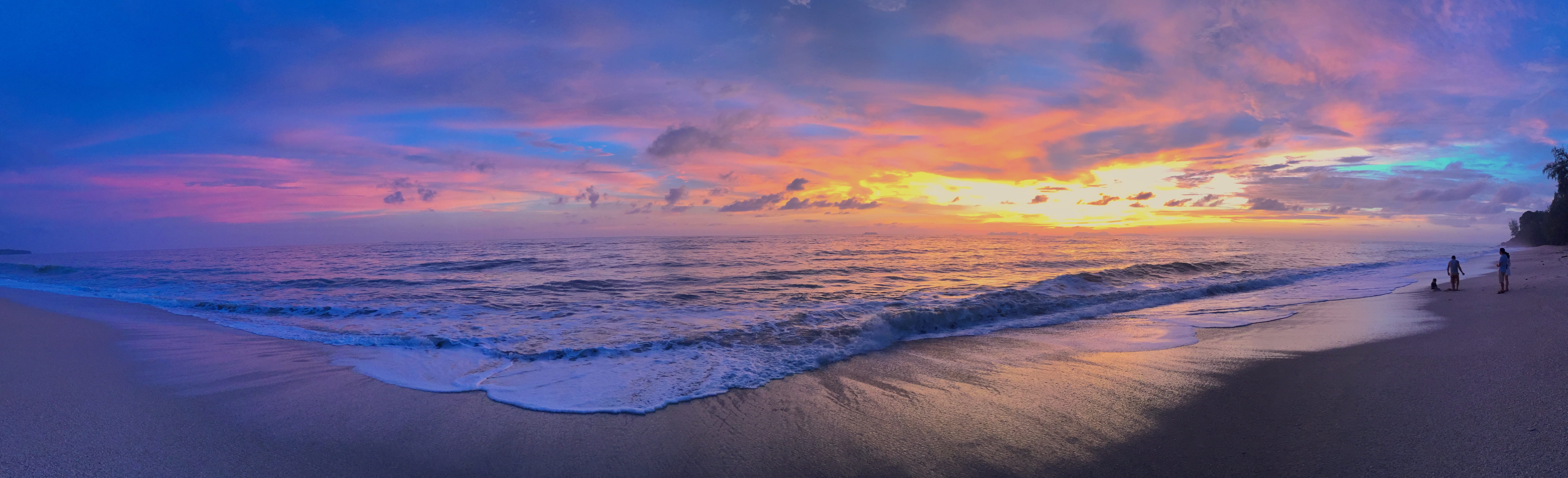 sunset, horizon over water, cloud - sky, ko lanta, 8K, land, wave, scenics - nature, horizon, motion, aquatic sport, sky, seascape, beauty in nature, water, HD Wallpaper