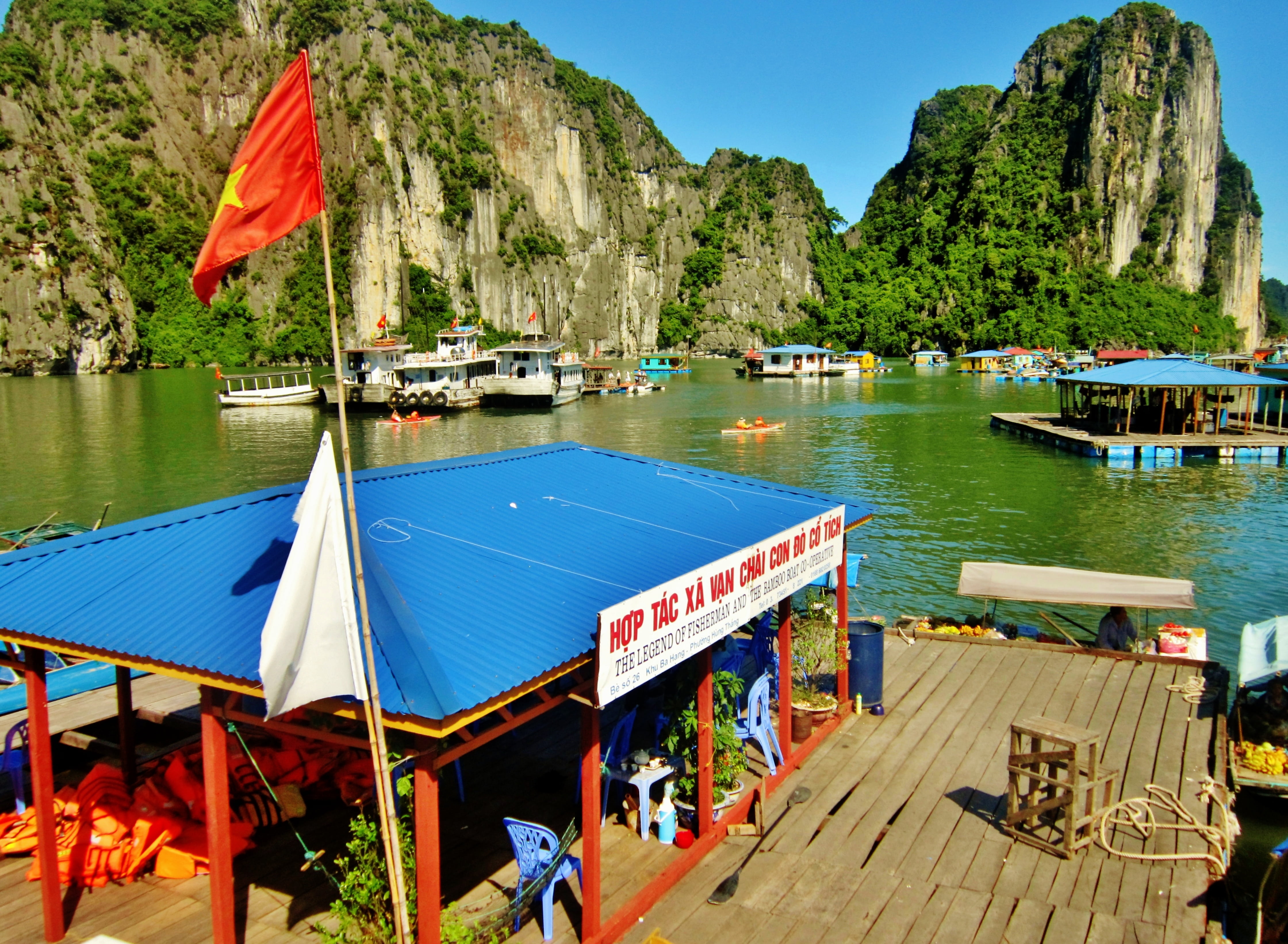 boats, ships, beauty in nature, nature, rocks, tree, outside, scenic, lake, rock, vietnam, moored, rock - object, outdoors, fishing village, no people, HD Wallpaper