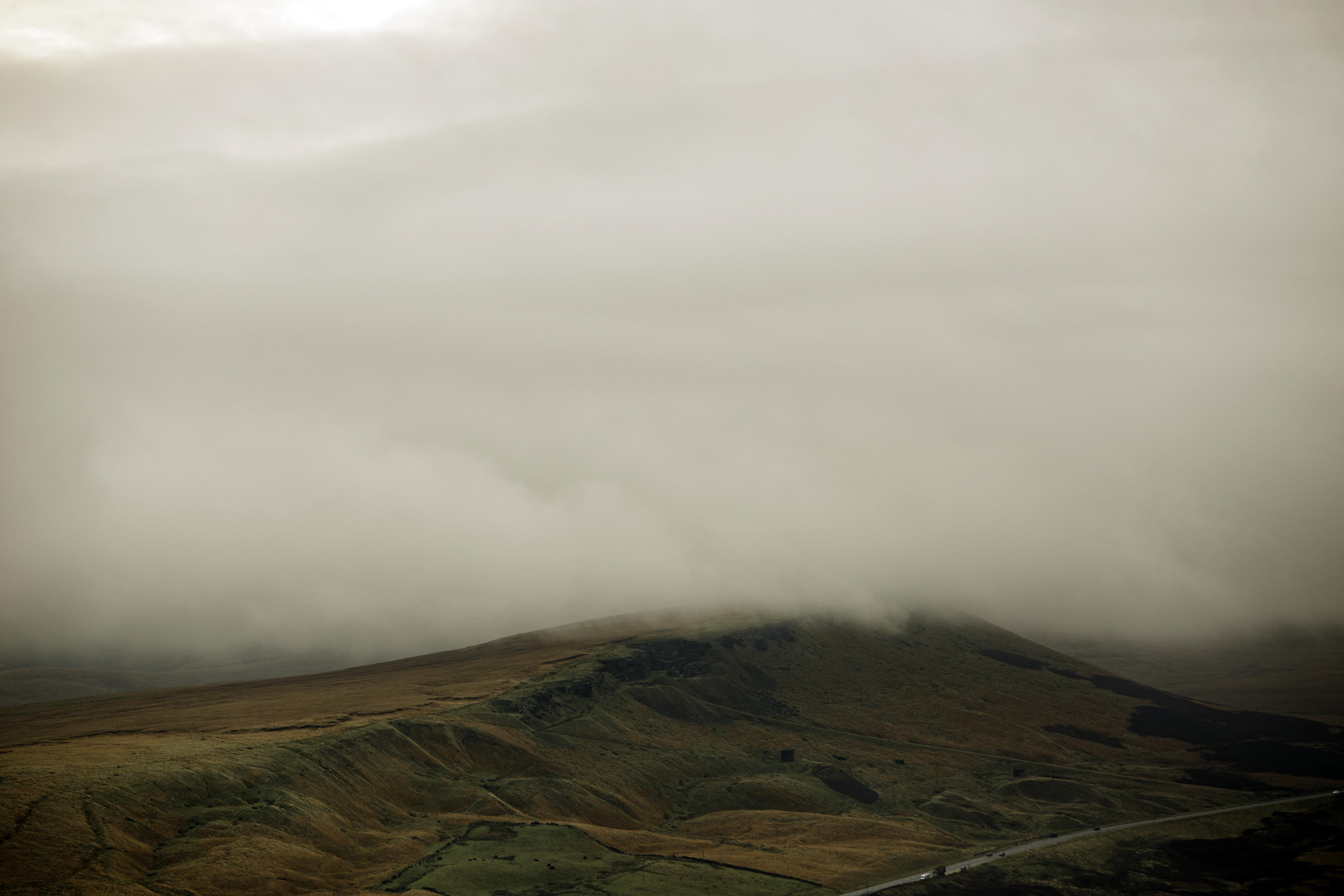 transit, power in nature, foggy, environment, country, yorkshire, tranquil, fog, sky, brown, huddersfield, moorland, 5K, green, moors, sun, land, scenics - nature, HD Wallpaper