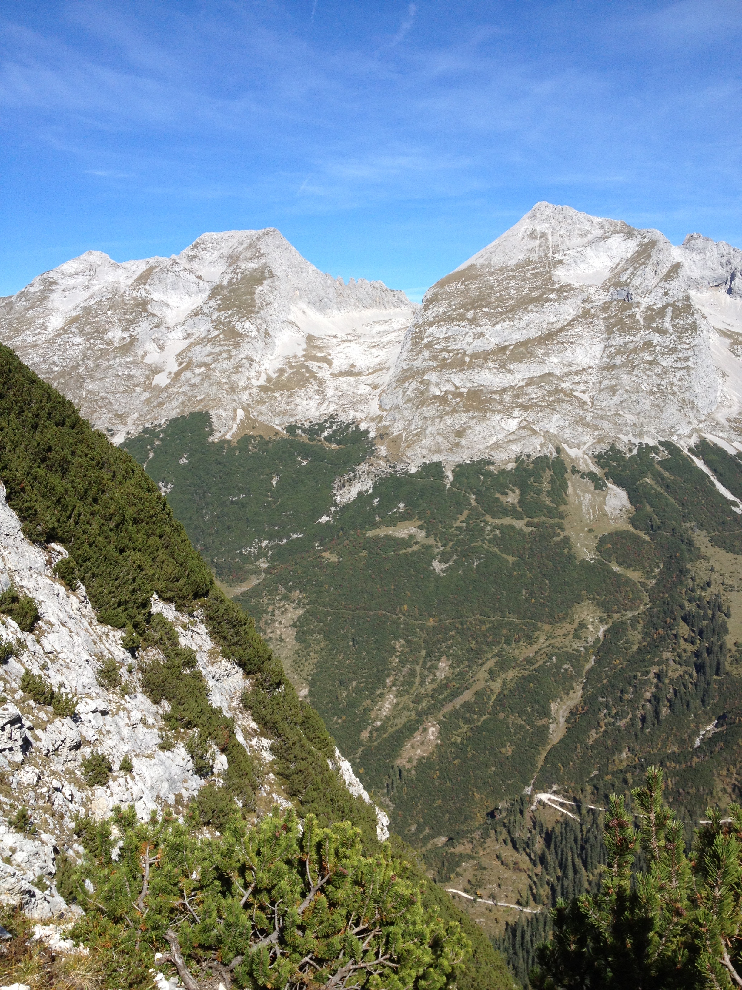 mountains, day, hiking, karwendel, rock, tranquility, idyll, cold temperature, mountain, nature, alpine, sky, environment, snowcapped mountain, tranquil scene, Phone HD Wallpaper