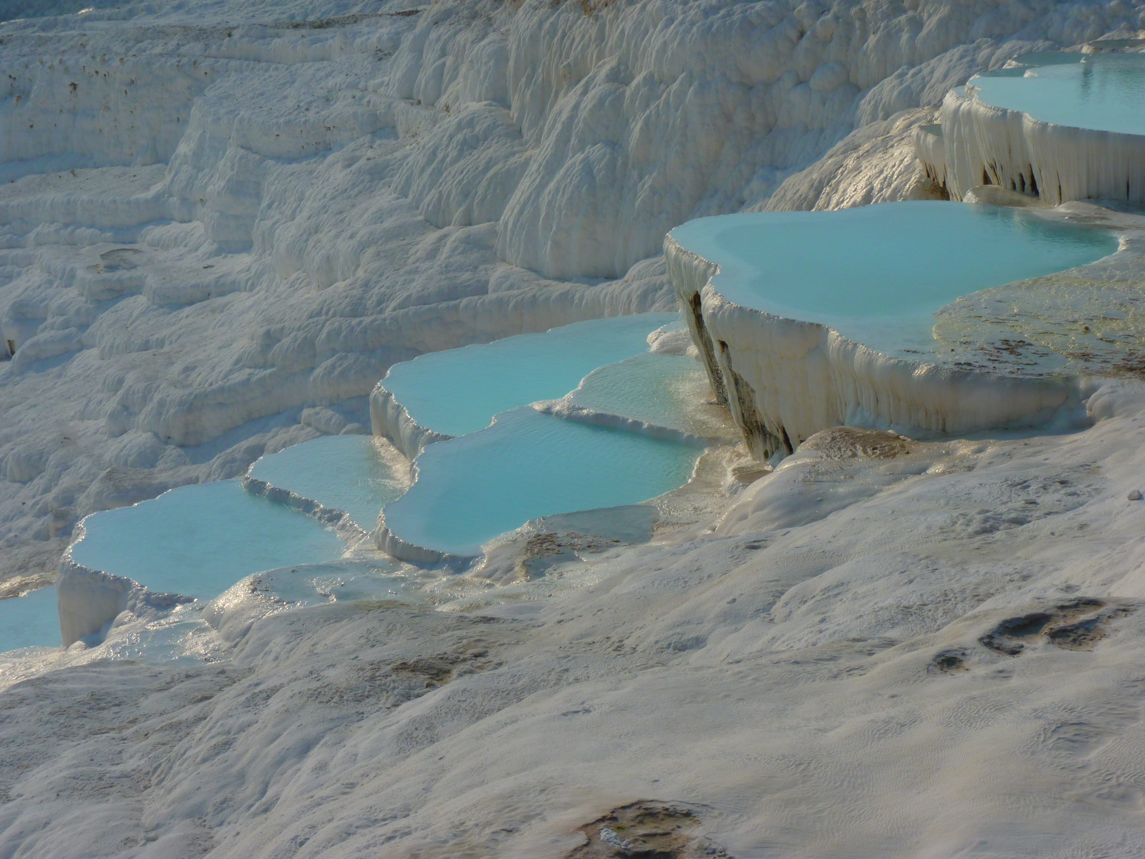 hot spring, Sinter, no people, tranquility, idyllic, 4K, Lime, Terrace, glacier, nature, snow, limestone, high angle view, beauty in nature, lime sinter terrace, HD Wallpaper