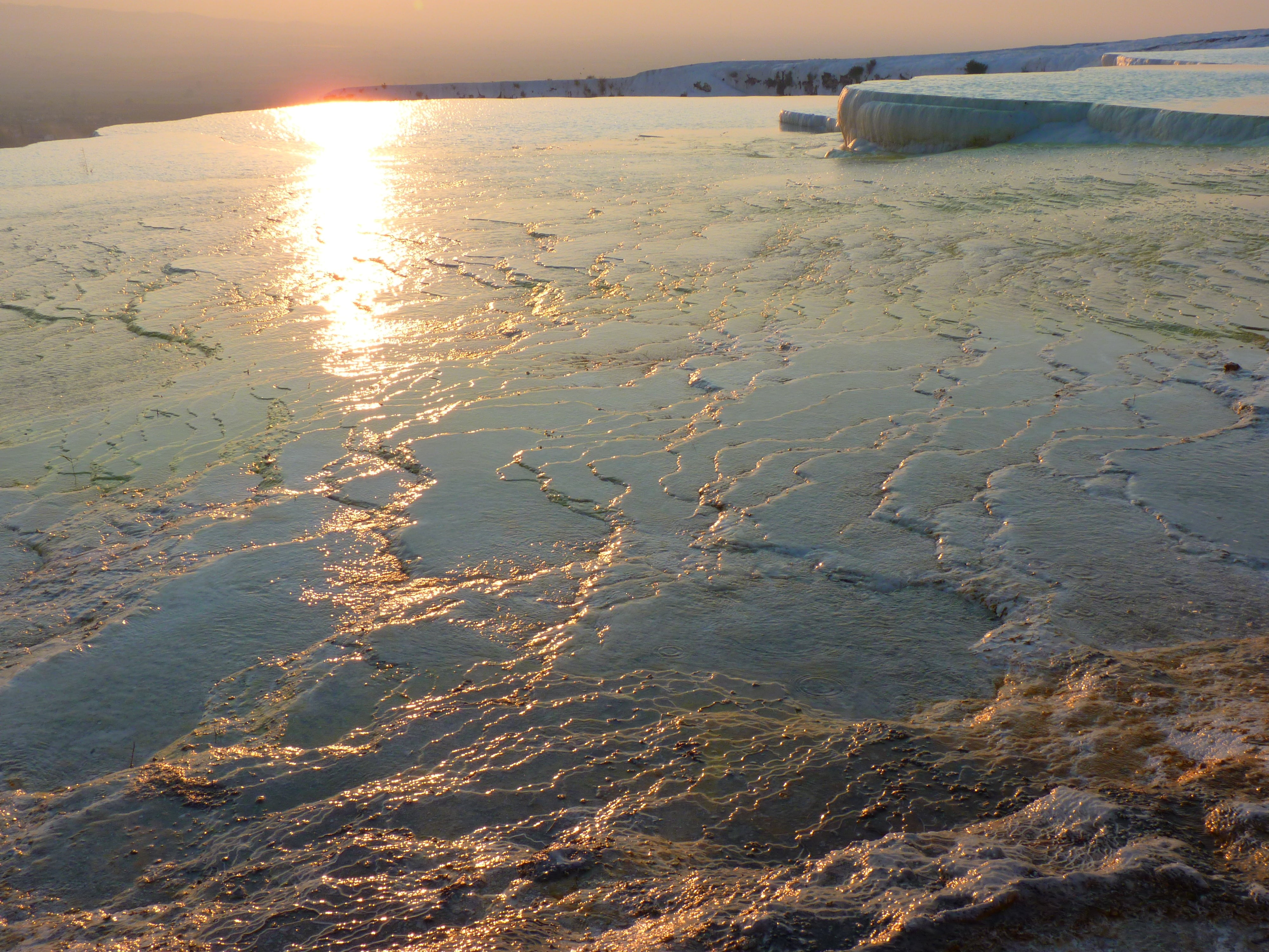 no people, travel, beauty in nature, unesco, outdoors, nature, pamukkale, tranquil scene, beach, lime sinter terrace, landscape, 4K, water, limestone, HD Wallpaper