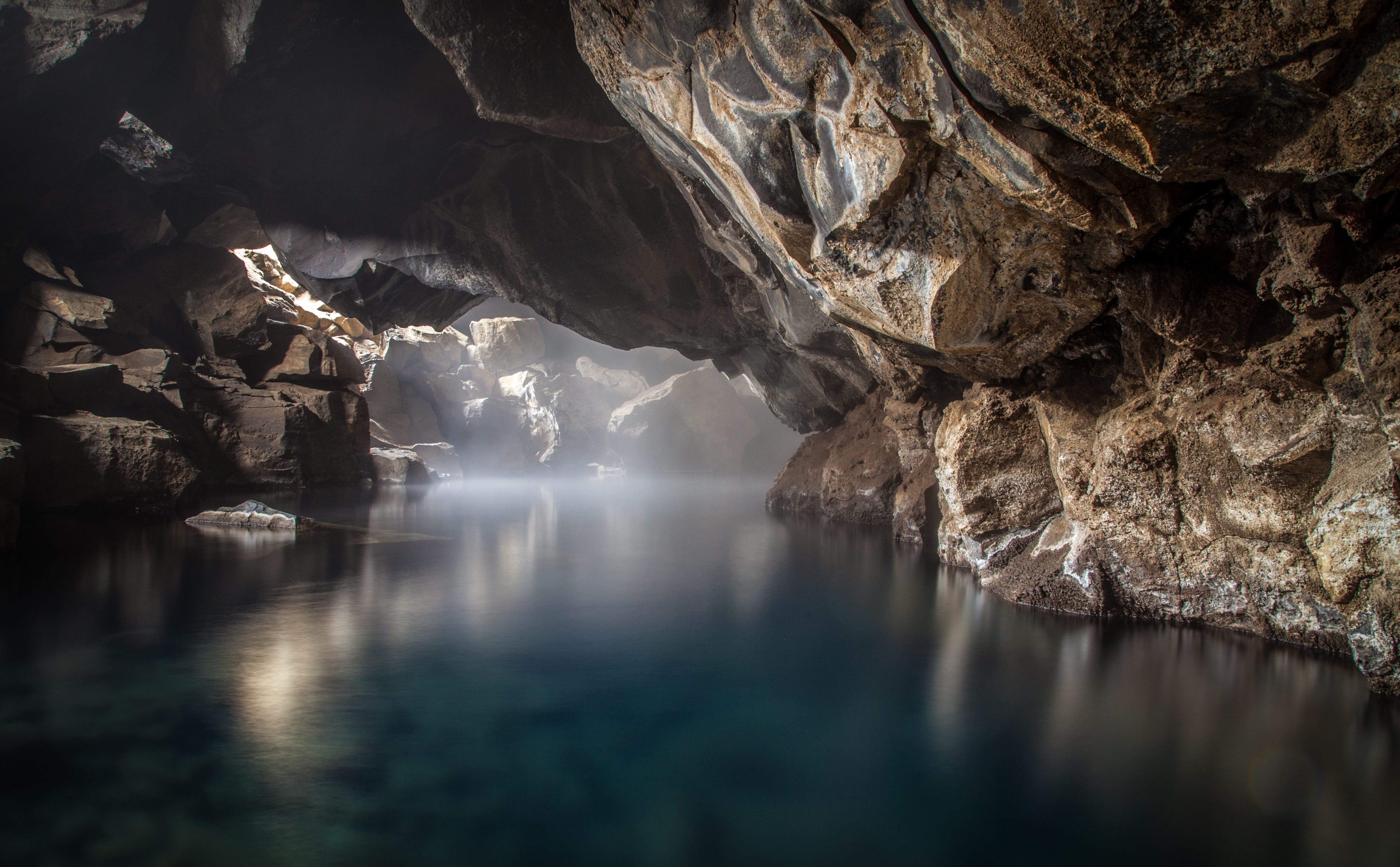 ecotourism, rock - object, Cave, tranquil scene, physical geography, nature, thermalspring, Iceland, Bath, idyllic, beauty in nature, no people, eroded, HD Wallpaper