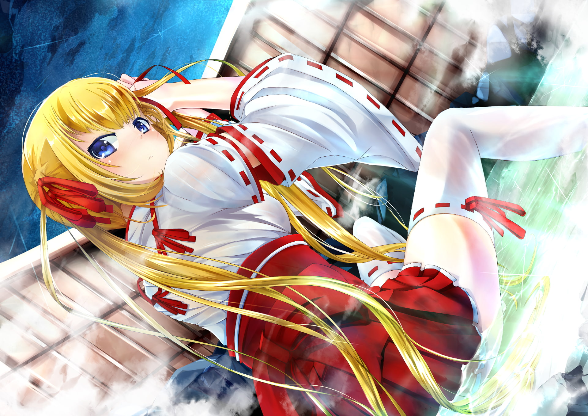 human representation, sitting, still life, people, close-up, blonde, representation, amusement park, high angle view, real people, outdoors, anime girl, HD Wallpaper