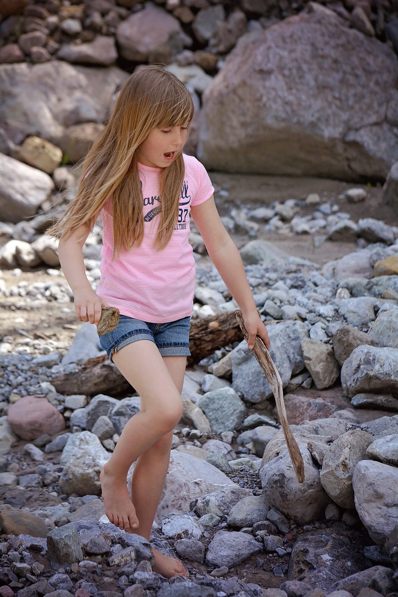 solid, nature, innocence, Person, out, lifestyles, children only, long hair, Girl, hairstyle, rock - object, girls, rock, outdoors, casual clothing, childhood, Phone HD Wallpaper