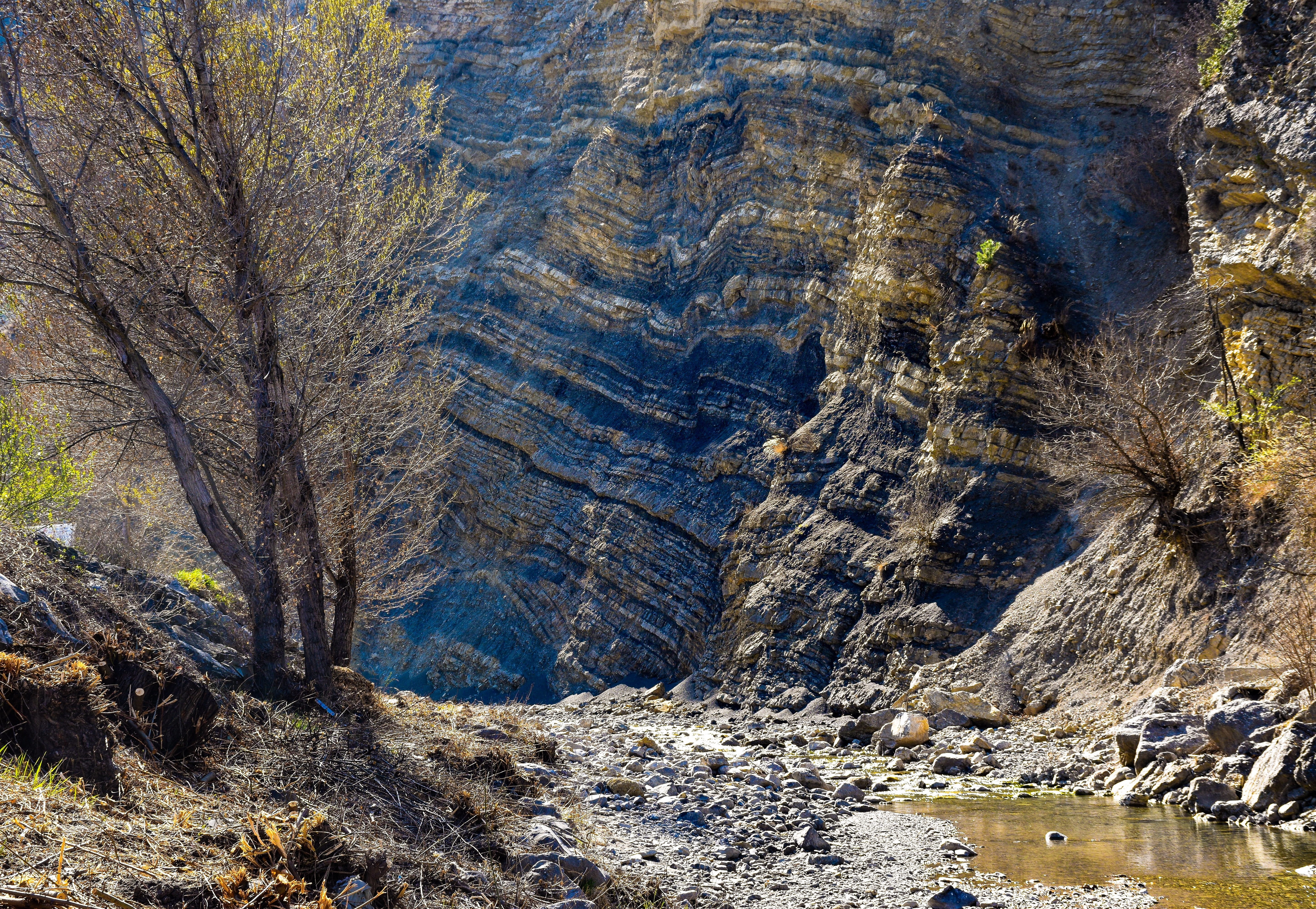 trees, granite, rocks, gorge, formation, landscape, stream, provence, canyon, mountain, day, stones, rock, boulder, beauty in nature, tree, land, tranquil scene, HD Wallpaper