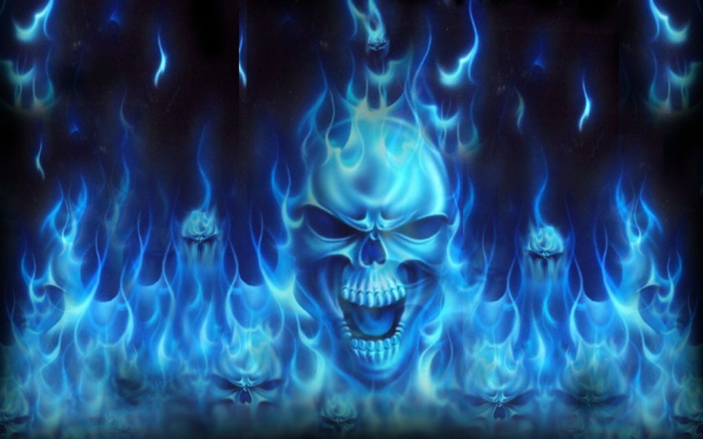 illuminated, skulls, flames, animal, abstract, underwater, marine, motion, nature, mystery, Dark, pattern, blue, indoors, 720P, black background, invertebrate, HD Wallpaper