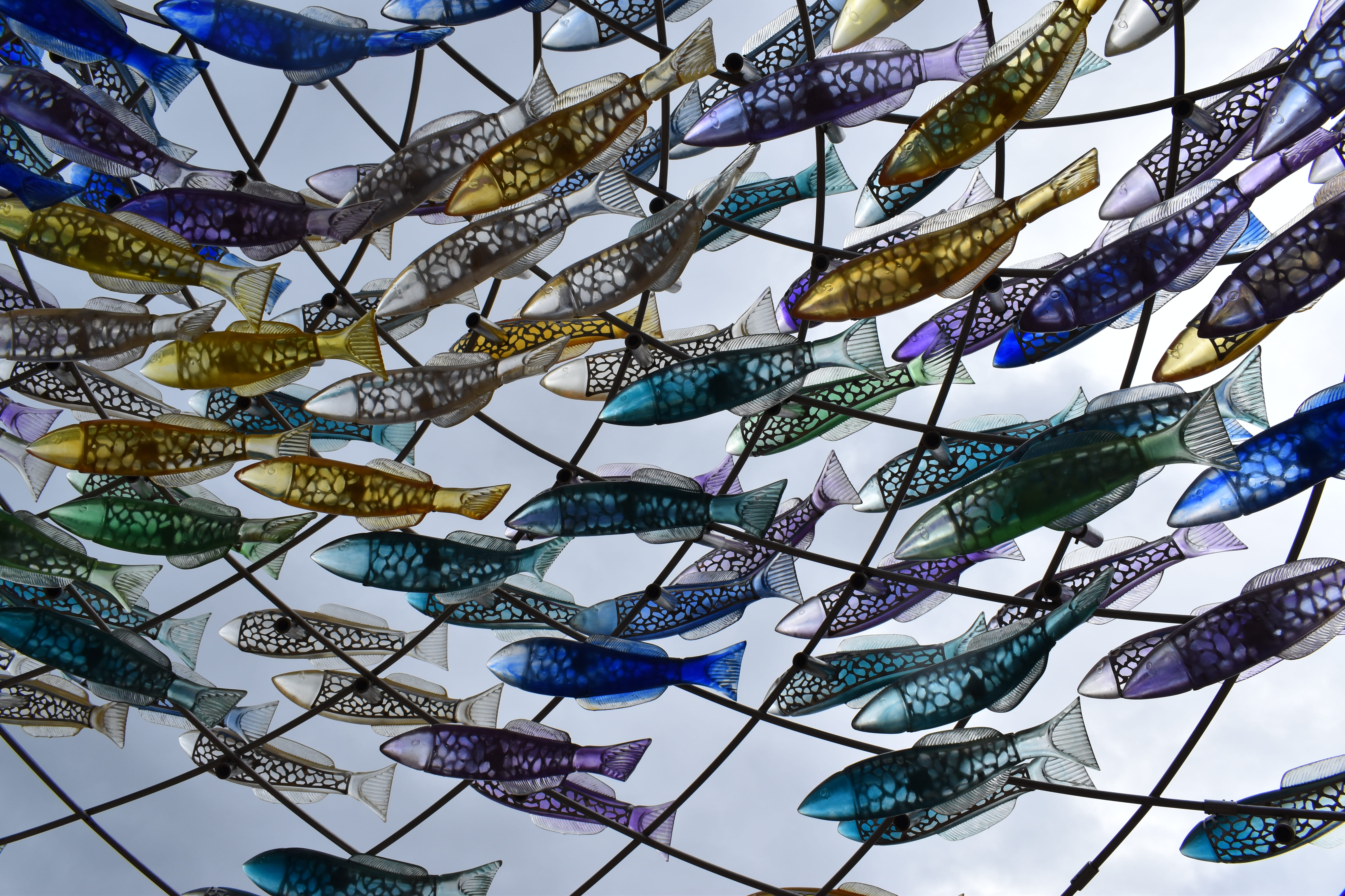 decors, pisce, ornate, art and craft, creativity, fishes, abundance, sculpture, closeup, nature, flying fish, low angle view, outdoors, texture, multi colored, HD Wallpaper