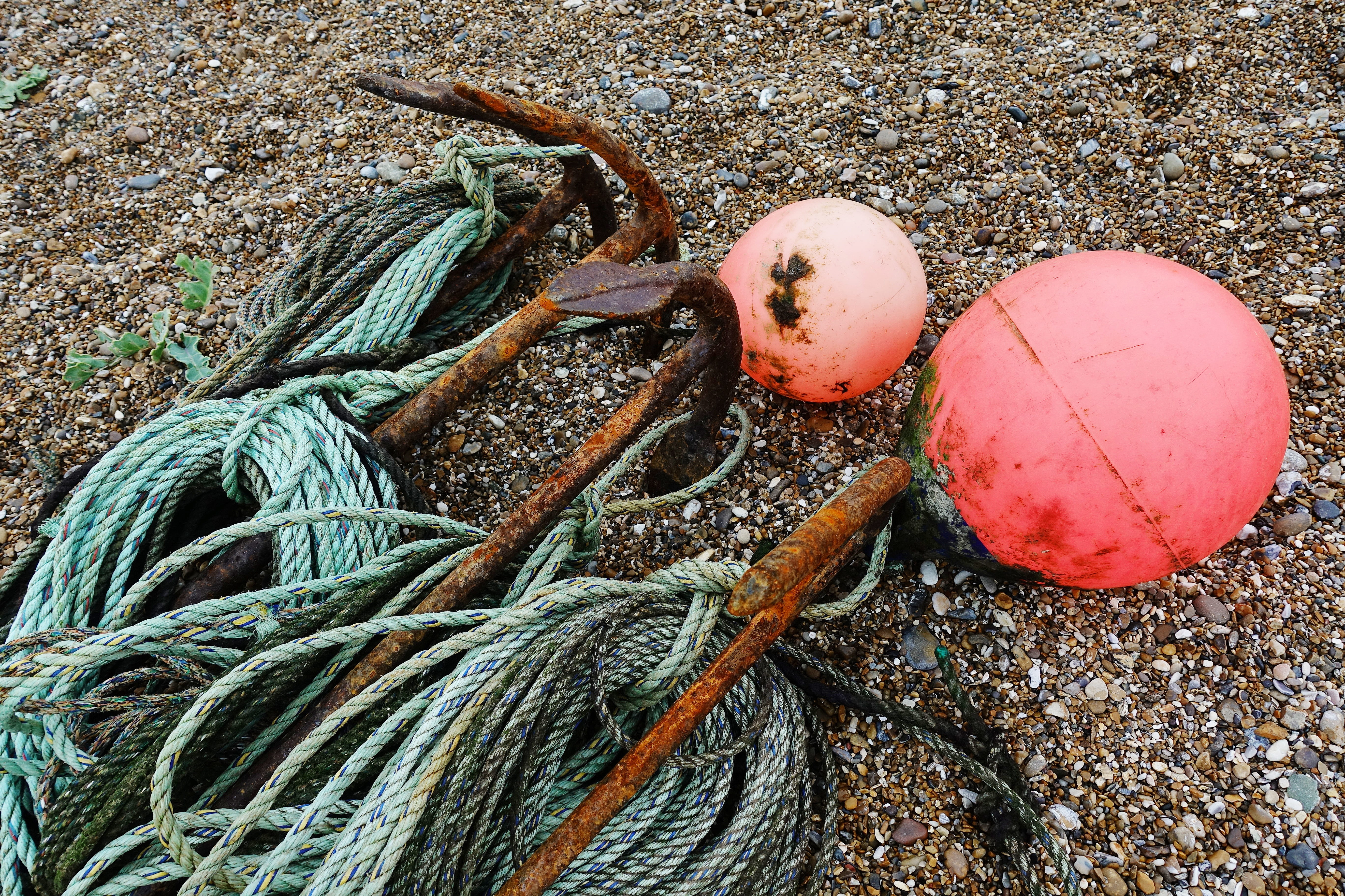 fishing, high angle view, deterioration, shingle, close-up, seaside, mooring, nature, equipment, commercial fishing net, fishing industry, fishing net, HD Wallpaper