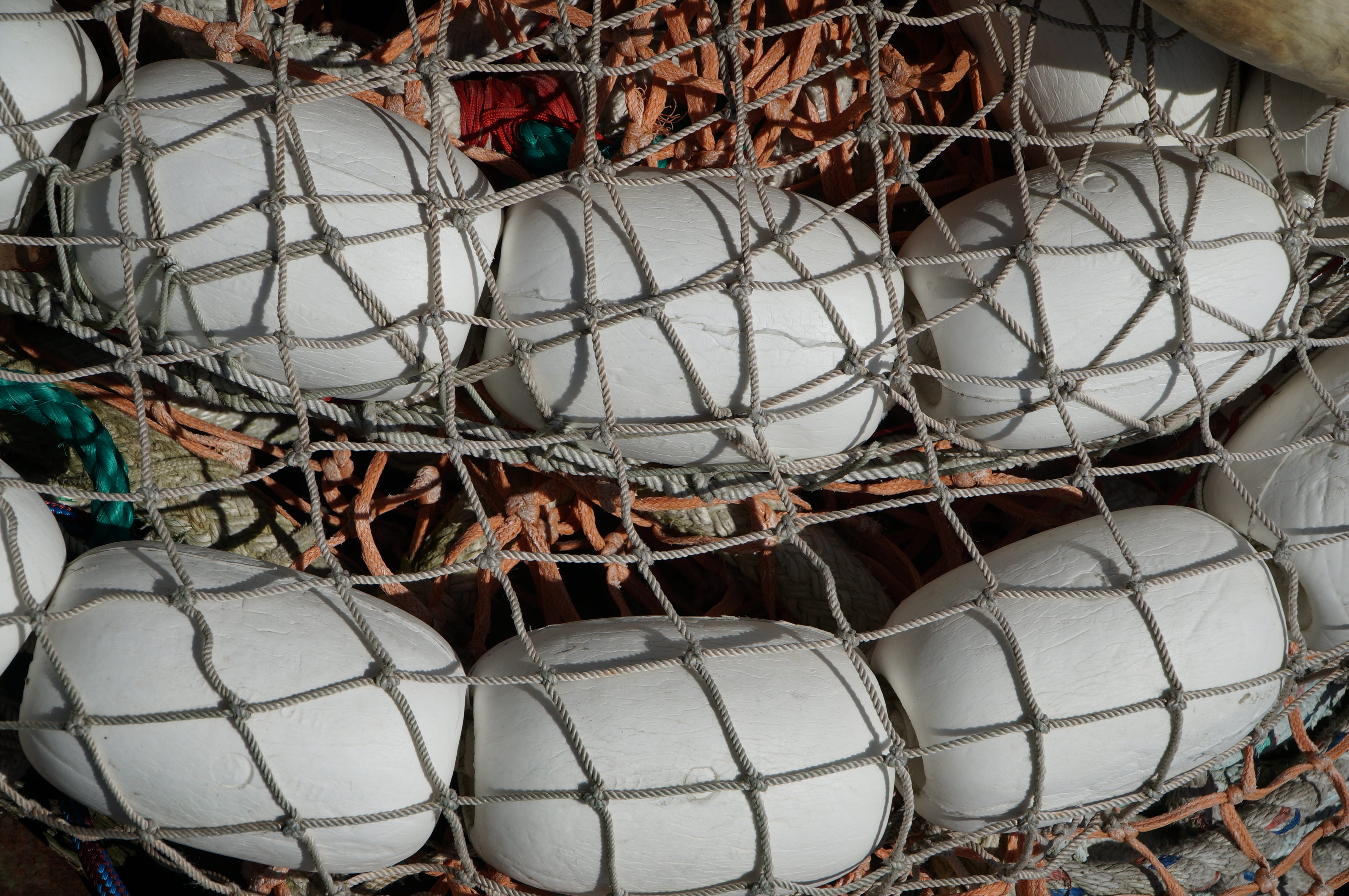 float, fish, no people, fishing industry, close-up, activity, rope, net, fishing net, stack, tackle, fisher, industry, group of animals, fishing, cage, HD Wallpaper