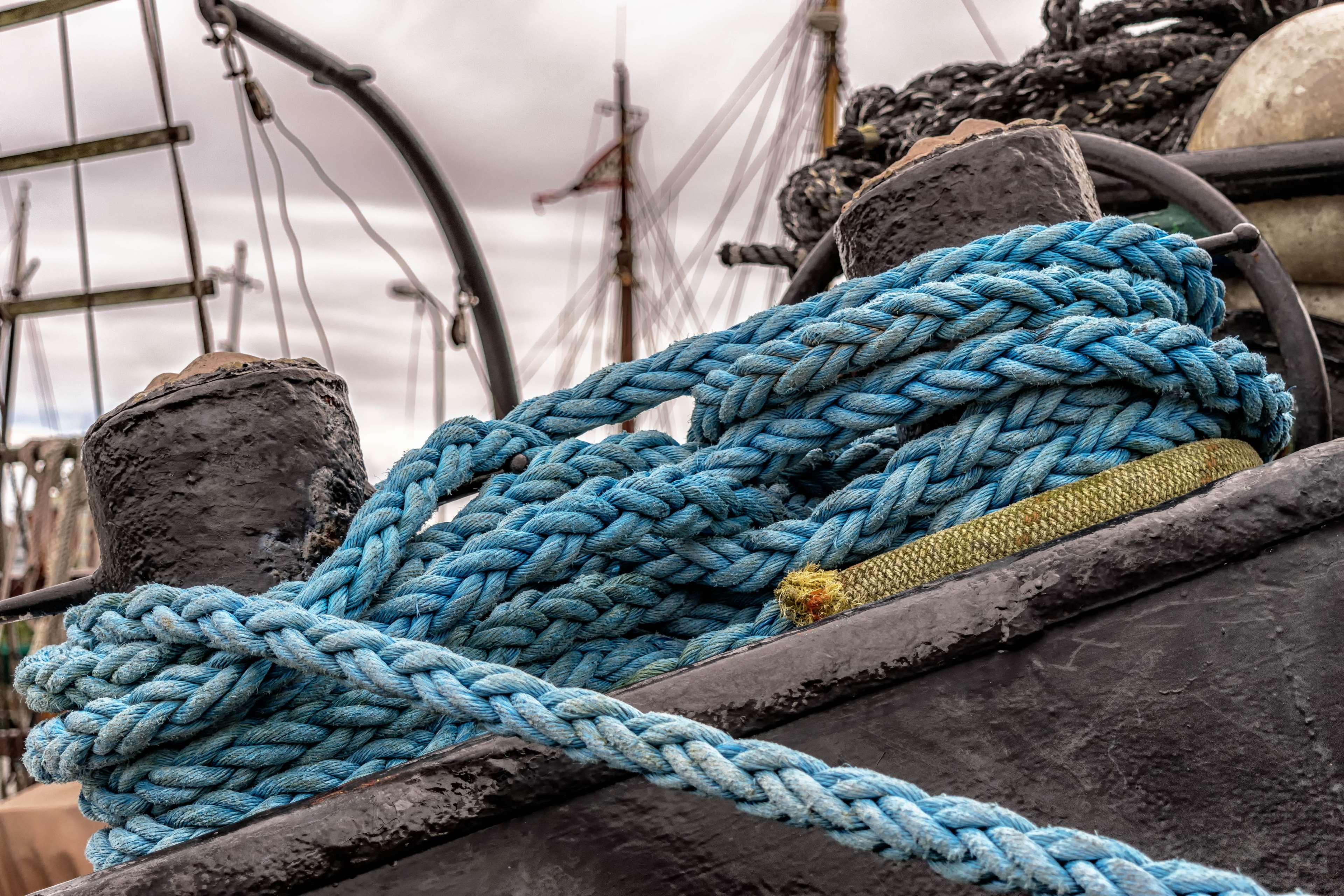 fishing net, outdoors, turquoise colored, commercial fishing net, blue, no people, fishing, transportation, strength, focus on foreground, fishing industry, HD Wallpaper