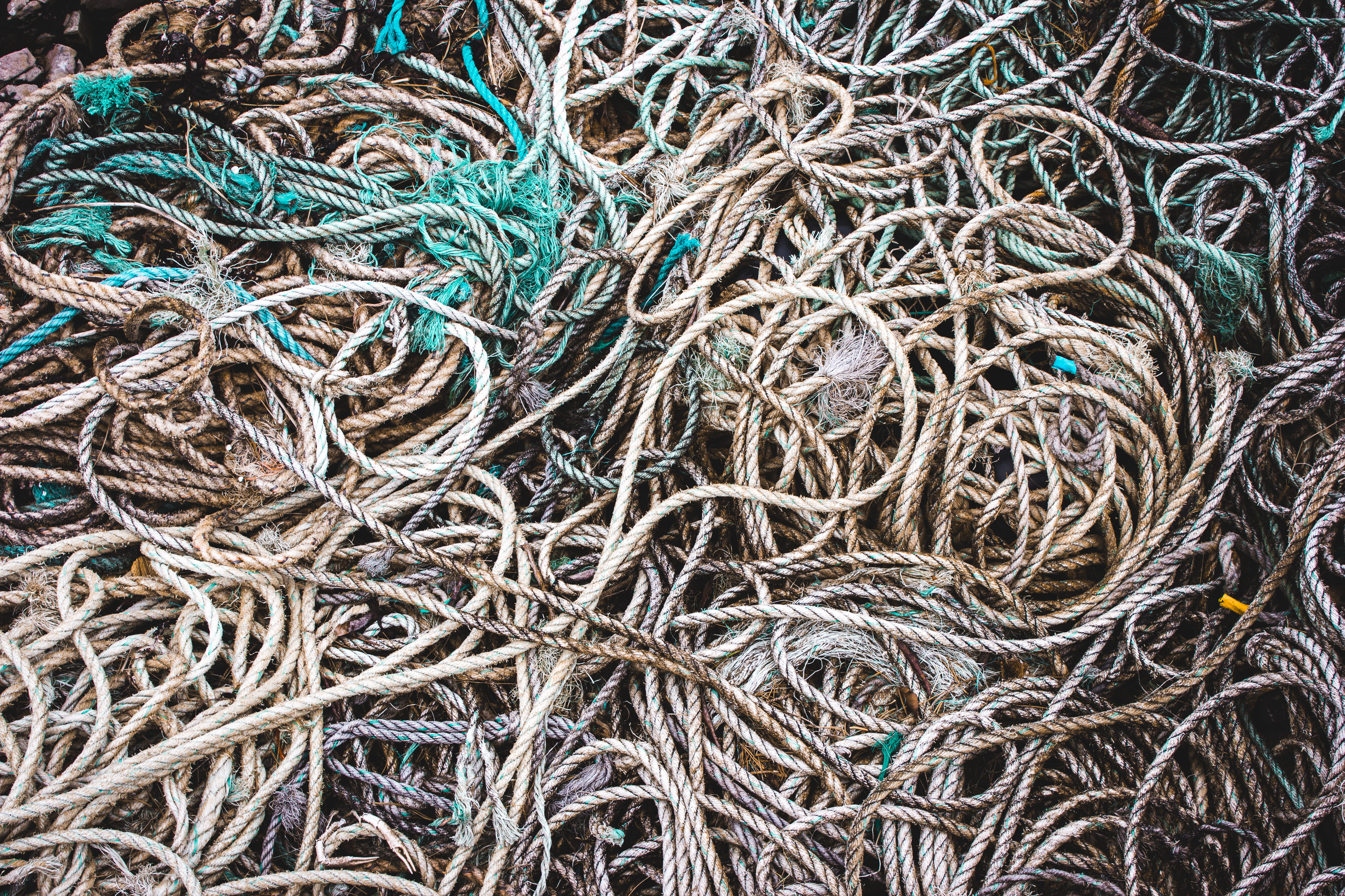 day, complexity, full frame, lot, fishing, high angle view, commercial fishing net, outdoors, messy, fishing net, fishing industry, chaos, pattern, close-up, HD Wallpaper