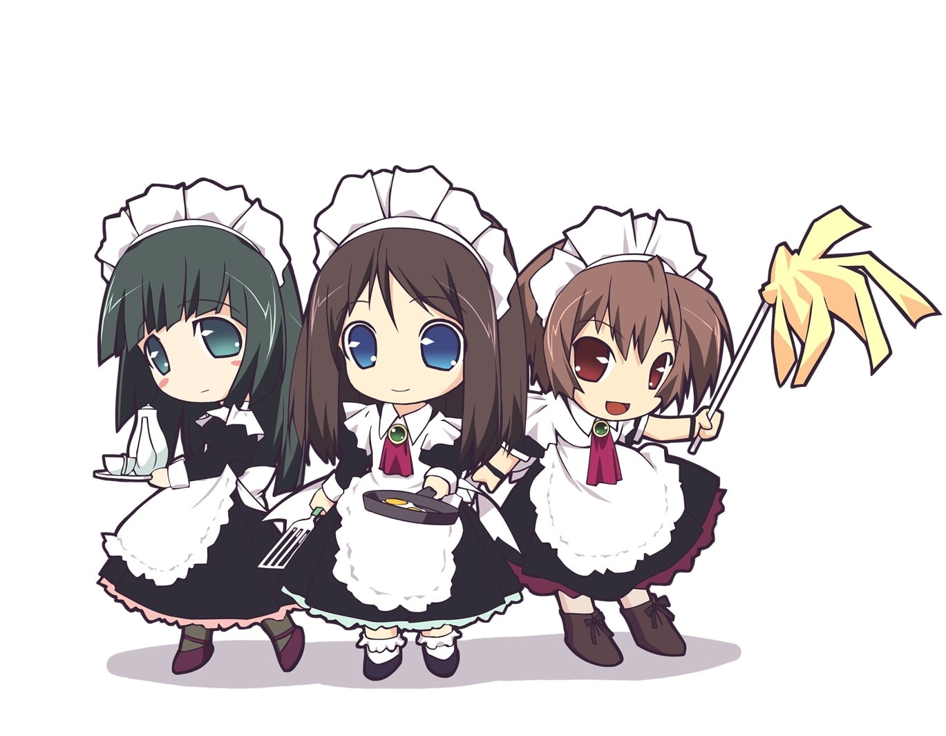 720P, girls, suigun, maids, murakami, HD Wallpaper