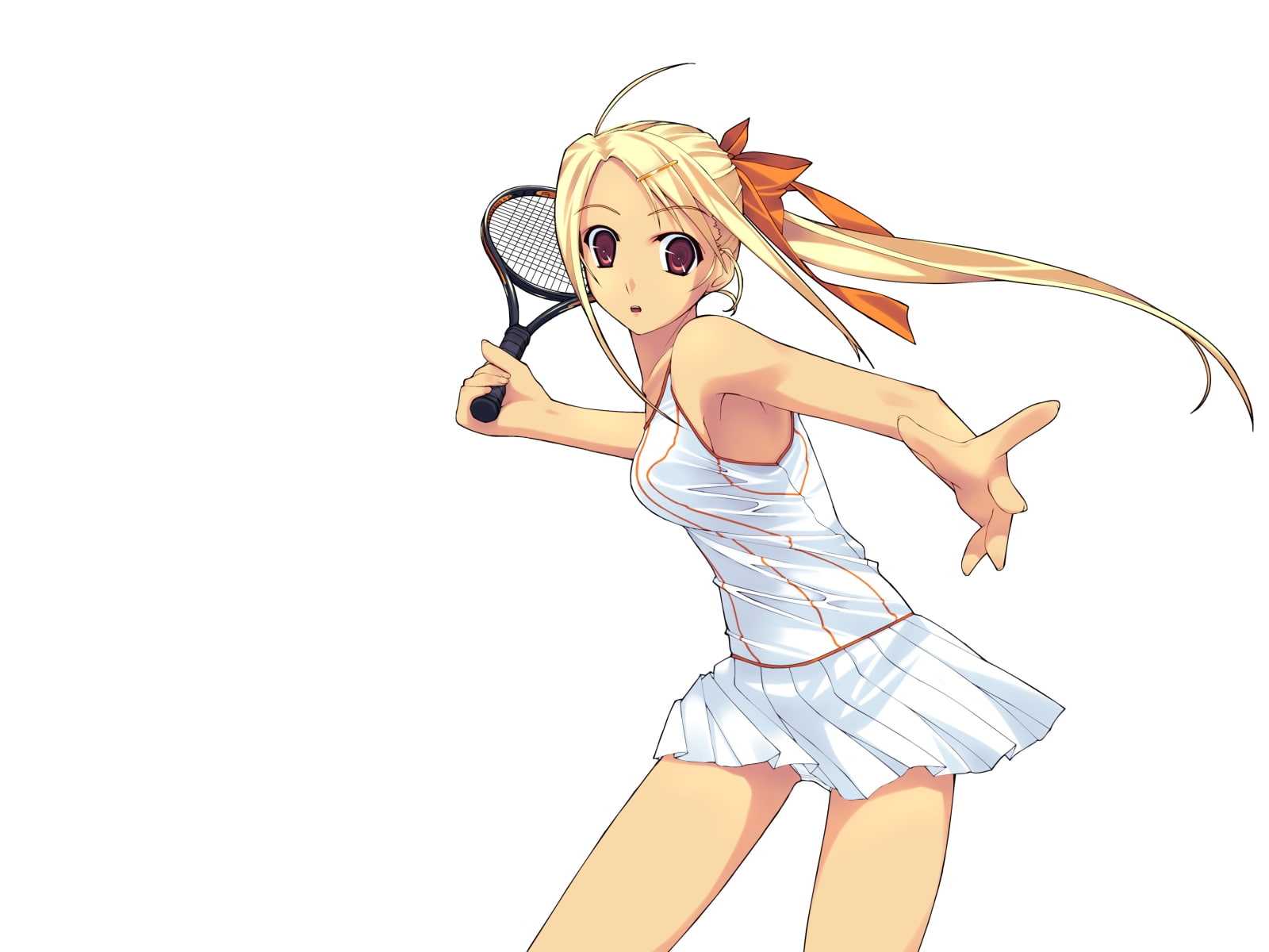 anime, background, suigun, simple, blondes, ornaments, murakami, tennis, outfit, hair, girls, 720P, HD Wallpaper