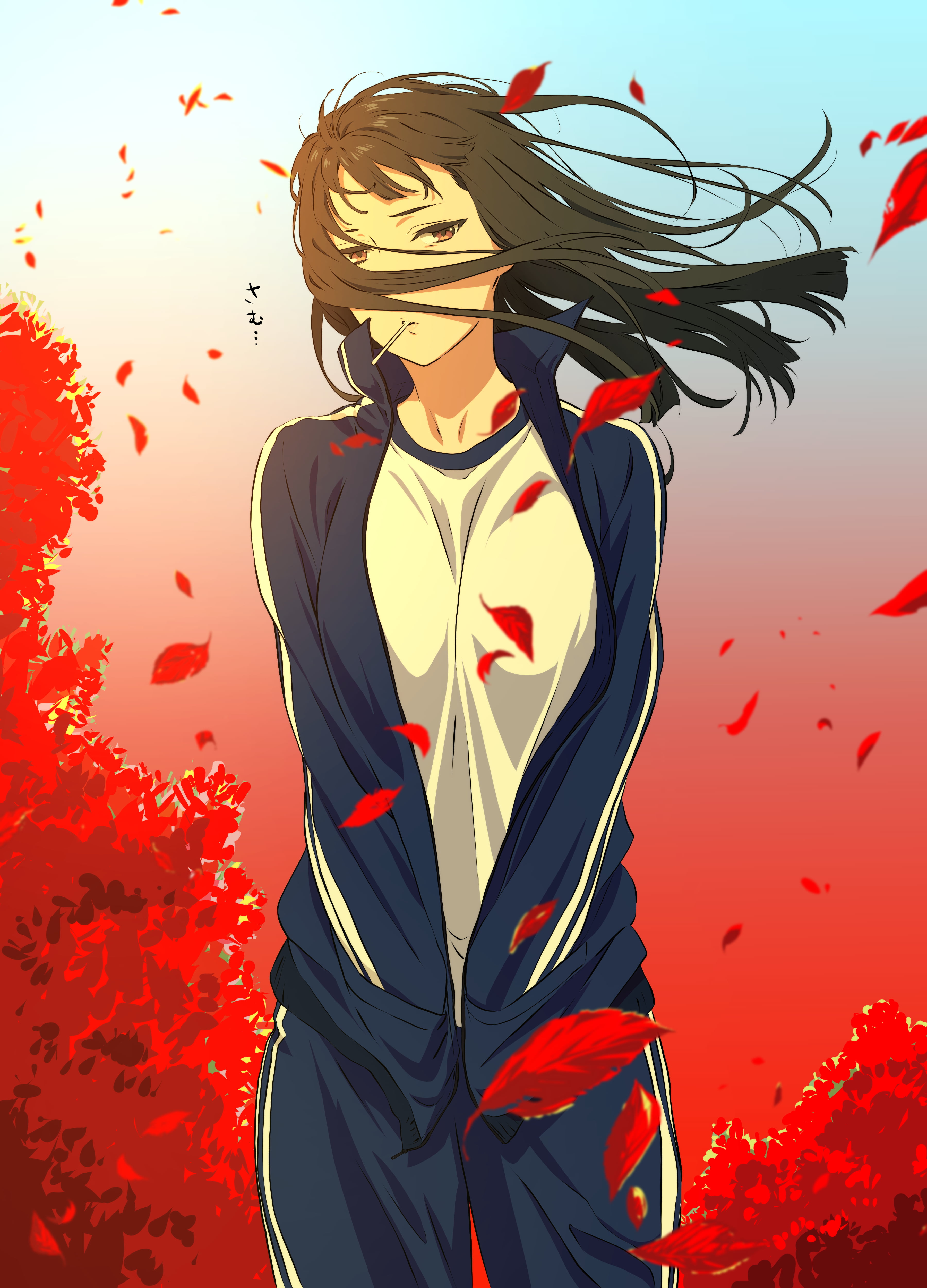 anime, anime girls, monpictura, original characters, tracksuit, vertical, 4K, Kakitama, Phone HD Wallpaper