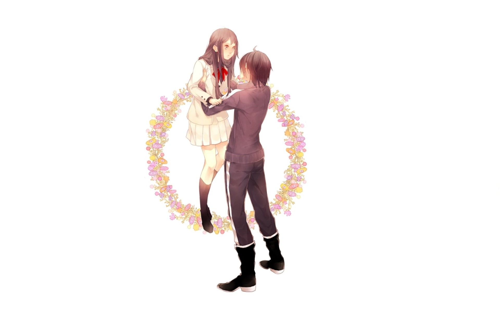 boots, schoolgirl, tracksuit, 1080P, white background, wreath, A Homeless God, Yato, Noragami, embarrassment, two, So Wait If, HD Wallpaper