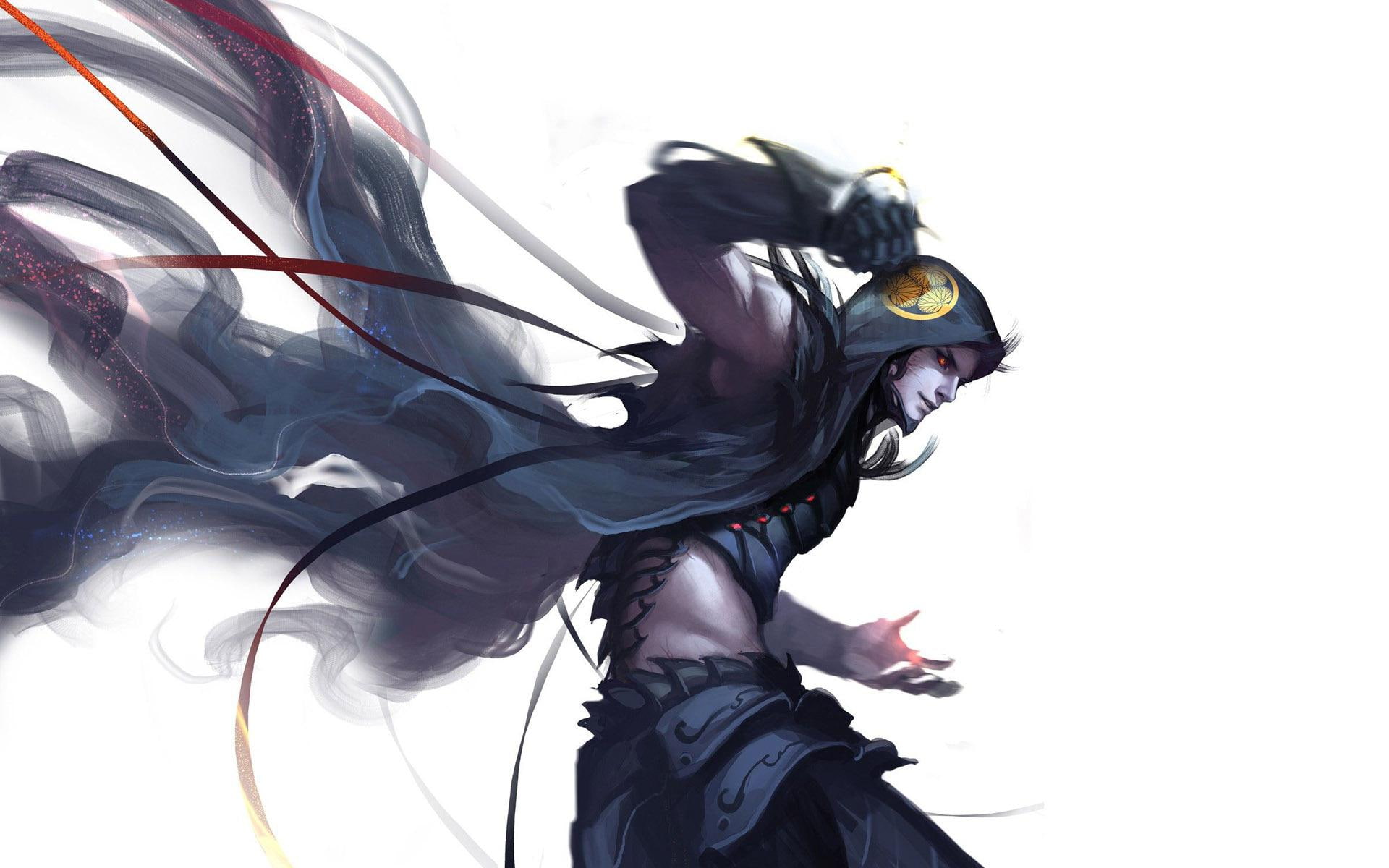 1080P, wearing, 1920x1200, hoodie, character, sengoku, tokugawa, man, anime, sengoku basara, black, tokugawa ieyasu, ieyasu, basara, HD Wallpaper