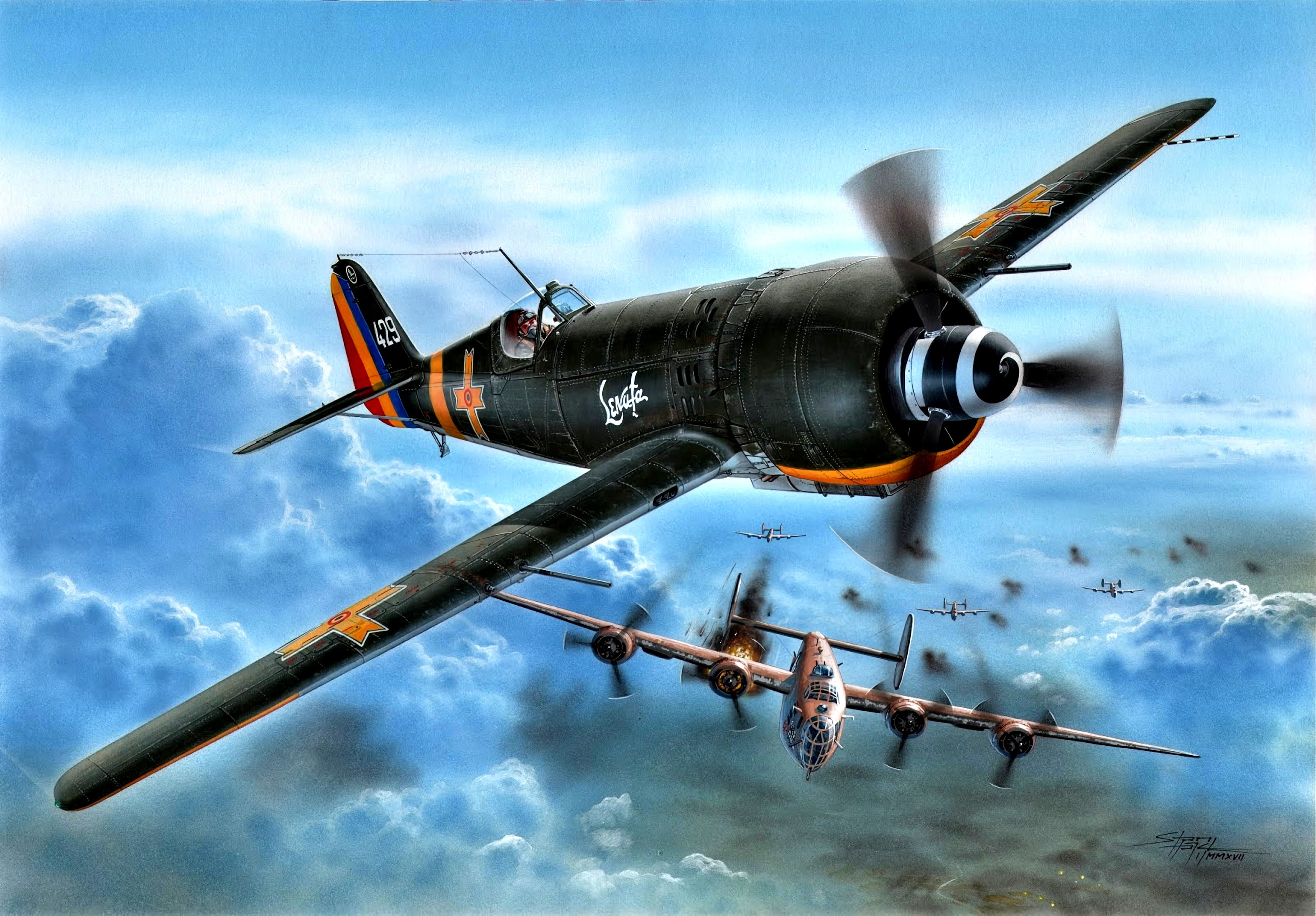 B-24, WWII, Bomber, AND, Romania, Fighter, IAR-81C, 2K, HD Wallpaper