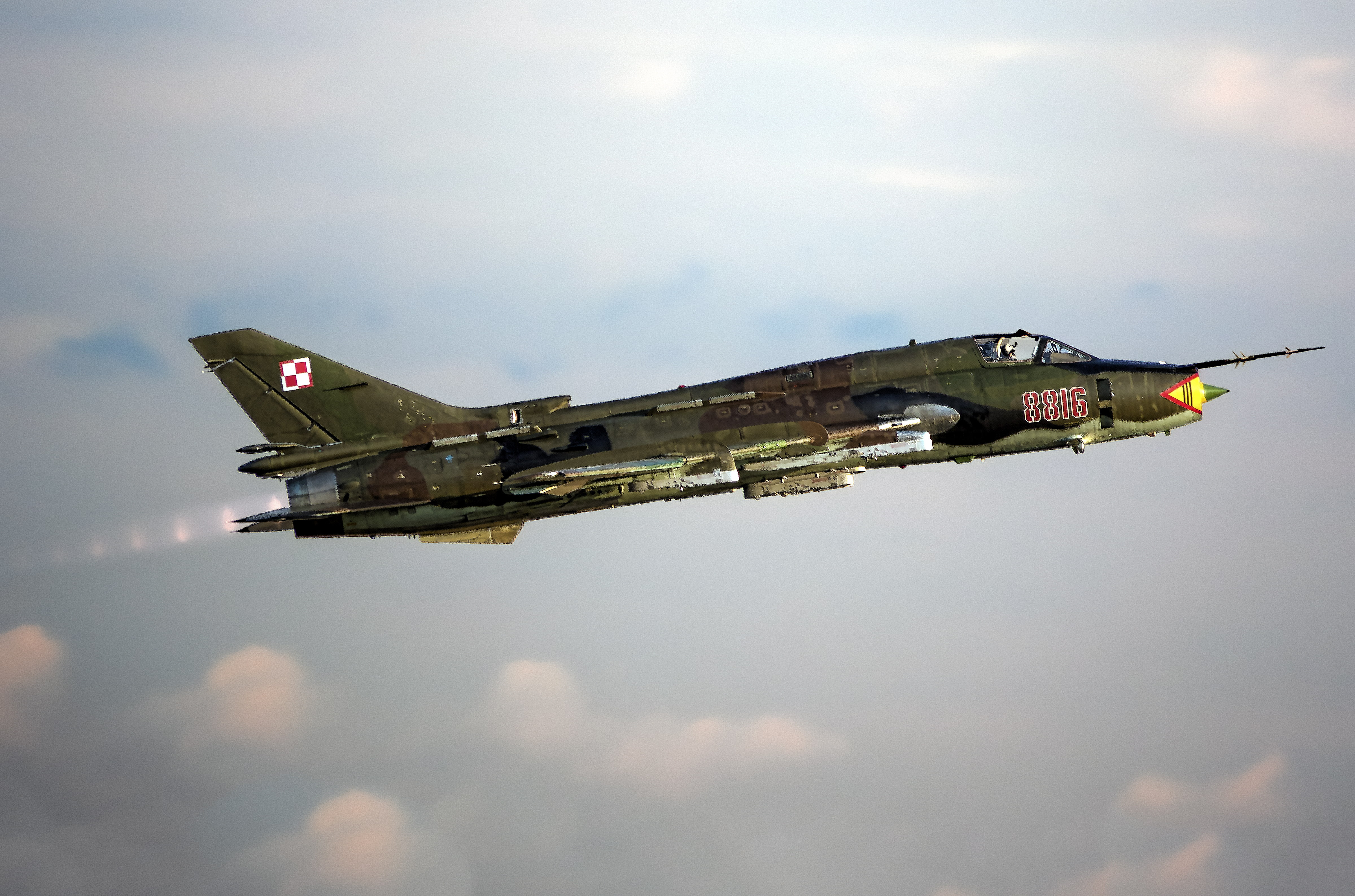4K, Su-22, Fighter, the sky, flight, bomber, HD Wallpaper