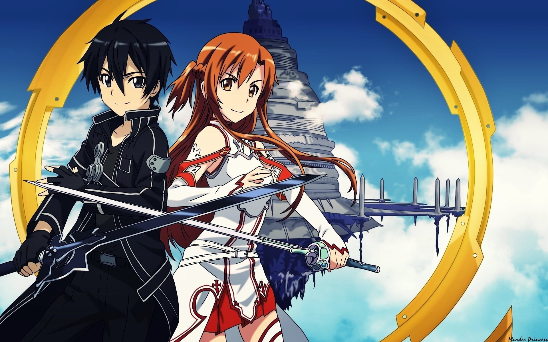 1080P, short, kirito, sword, hair, online, girl, dress, asuna, rapier, swordsman, beautiful, HD Wallpaper