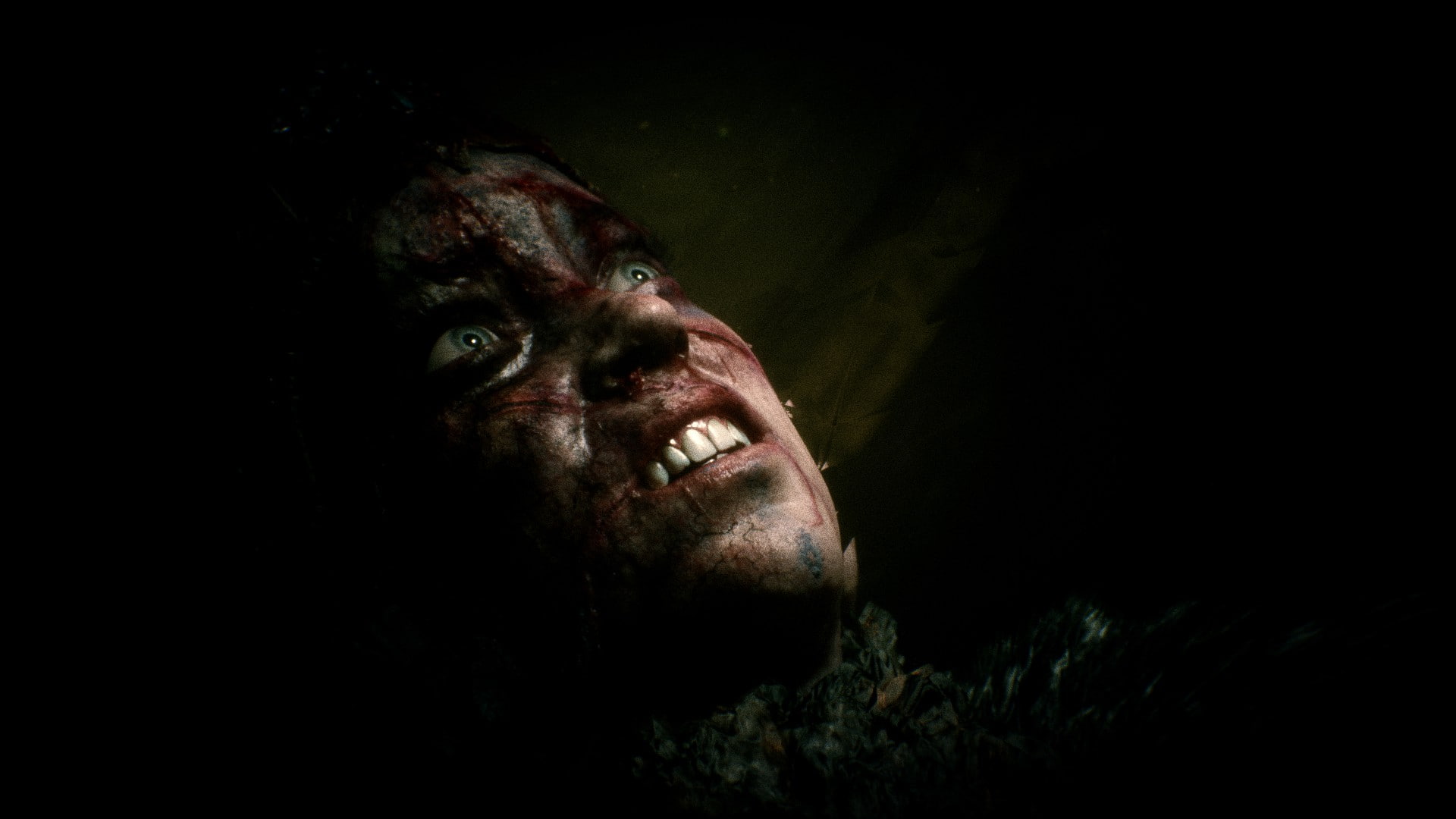 indoors, looking at camera, senuas, one person, black background, spooky, hellblade, fear, body part, adult, horror, portrait, human body part, halloween, HD Wallpaper