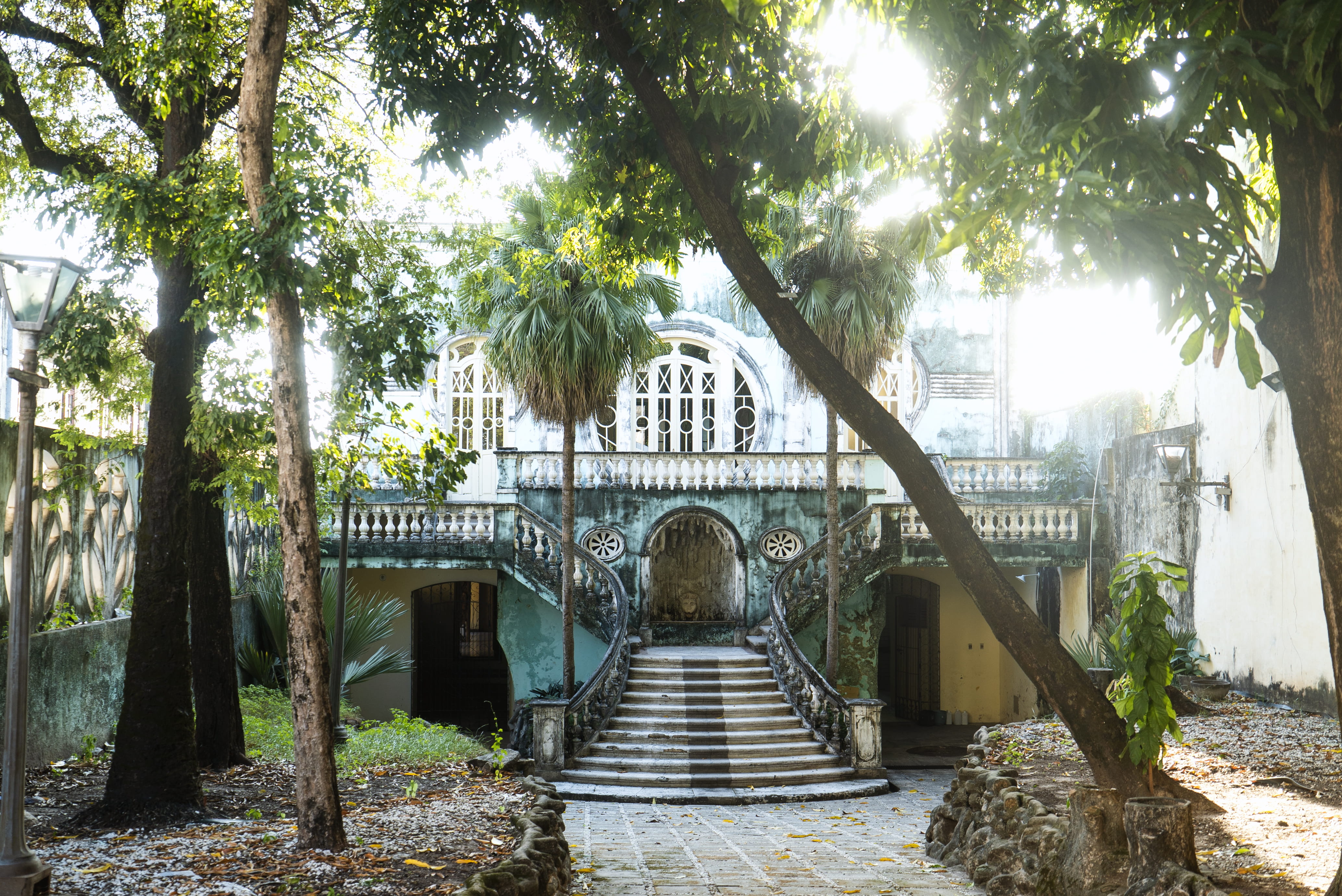 4K, building exterior, park, trunk, in a bad state, white, brazil, outdoors, palm, são luís, house, green, residence, building, sun, connection, religion, HD Wallpaper